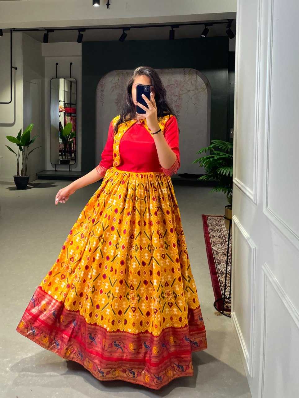 Ynf Dola Silk RIN197 5028 Gowns Wholesale Printed Gowns Fancy Gowns Long Gowns Work Gowns Manufacturer