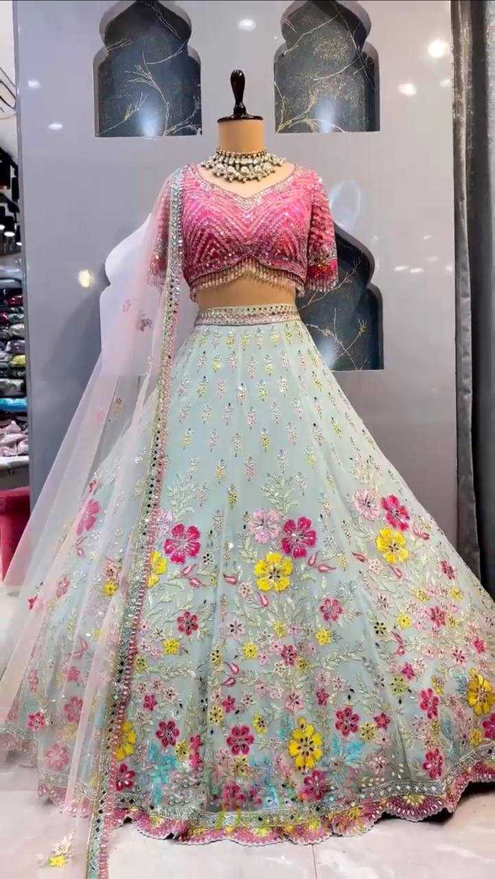 Ynf Faux Georgette RIN108 1571 Lehengas Wholesale Fancy Lehenga Embroidered Lehenga Mirror Work Lehenga Lehenga For Haldi Manufacturer