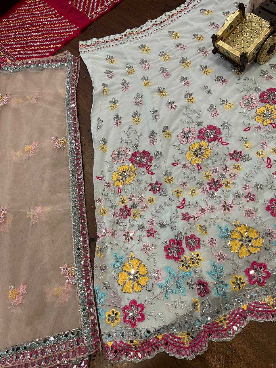 Ynf Faux Georgette RIN108 1571 Lehengas Wholesale Fancy Lehenga Embroidered Lehenga Mirror Work Lehenga Lehenga For Haldi Manufacturer