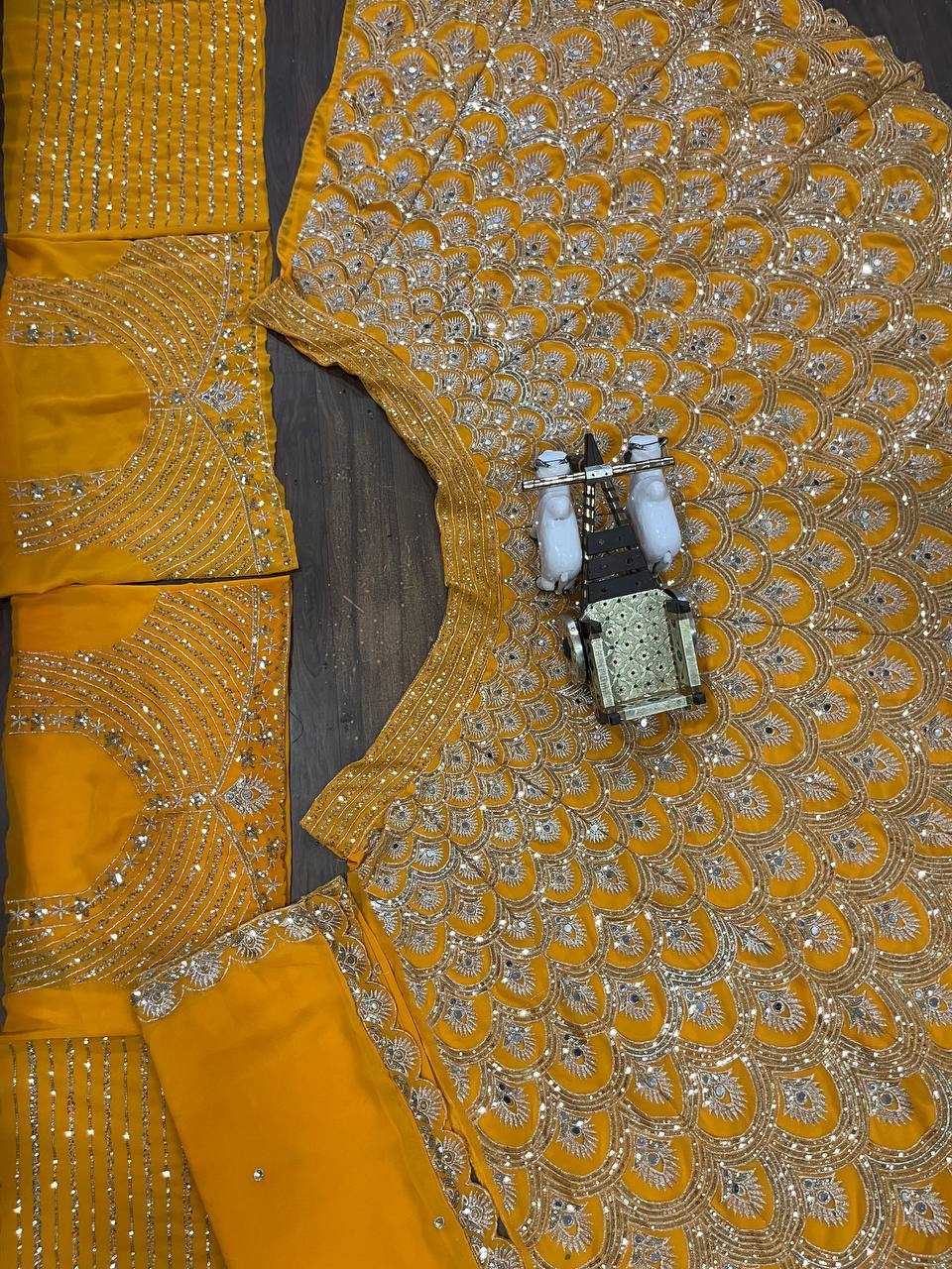 Ynf Faux Georgette RIN108 1649 Lehengas Wholesale Embroidered Lehenga Mirror Work Lehenga Lehenga For Haldi Sequins Lehenga Lehenga With Cancan Manufacturer
