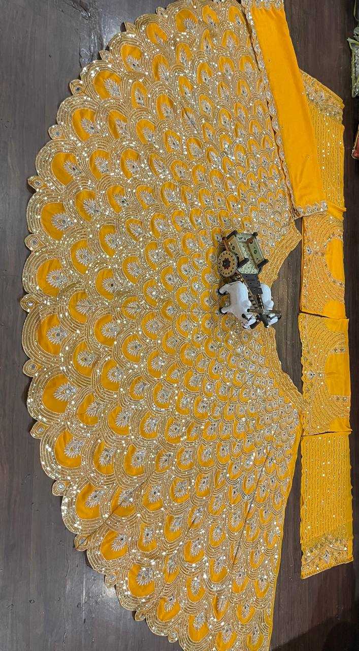 Ynf Faux Georgette RIN108 1649 Lehengas Wholesale Embroidered Lehenga Mirror Work Lehenga Lehenga For Haldi Sequins Lehenga Lehenga With Cancan Manufacturer
