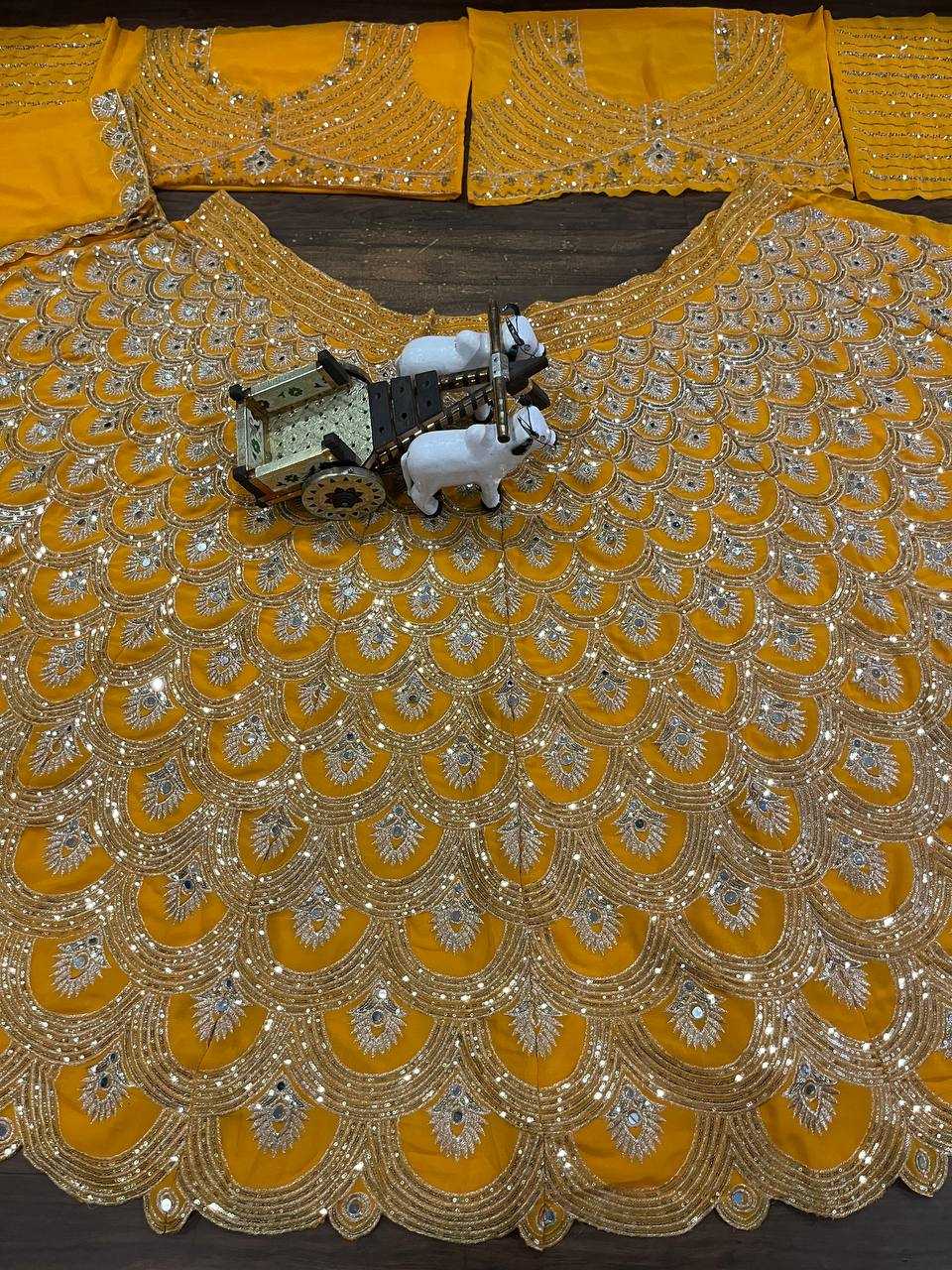Ynf Faux Georgette RIN108 1649 Lehengas Wholesale Embroidered Lehenga Mirror Work Lehenga Lehenga For Haldi Sequins Lehenga Lehenga With Cancan Manufacturer