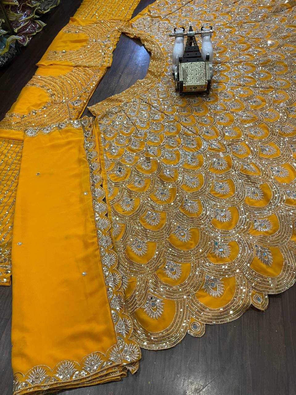 Ynf Faux Georgette RIN108 1649 Lehengas Wholesale Embroidered Lehenga Mirror Work Lehenga Lehenga For Haldi Sequins Lehenga Lehenga With Cancan Manufacturer