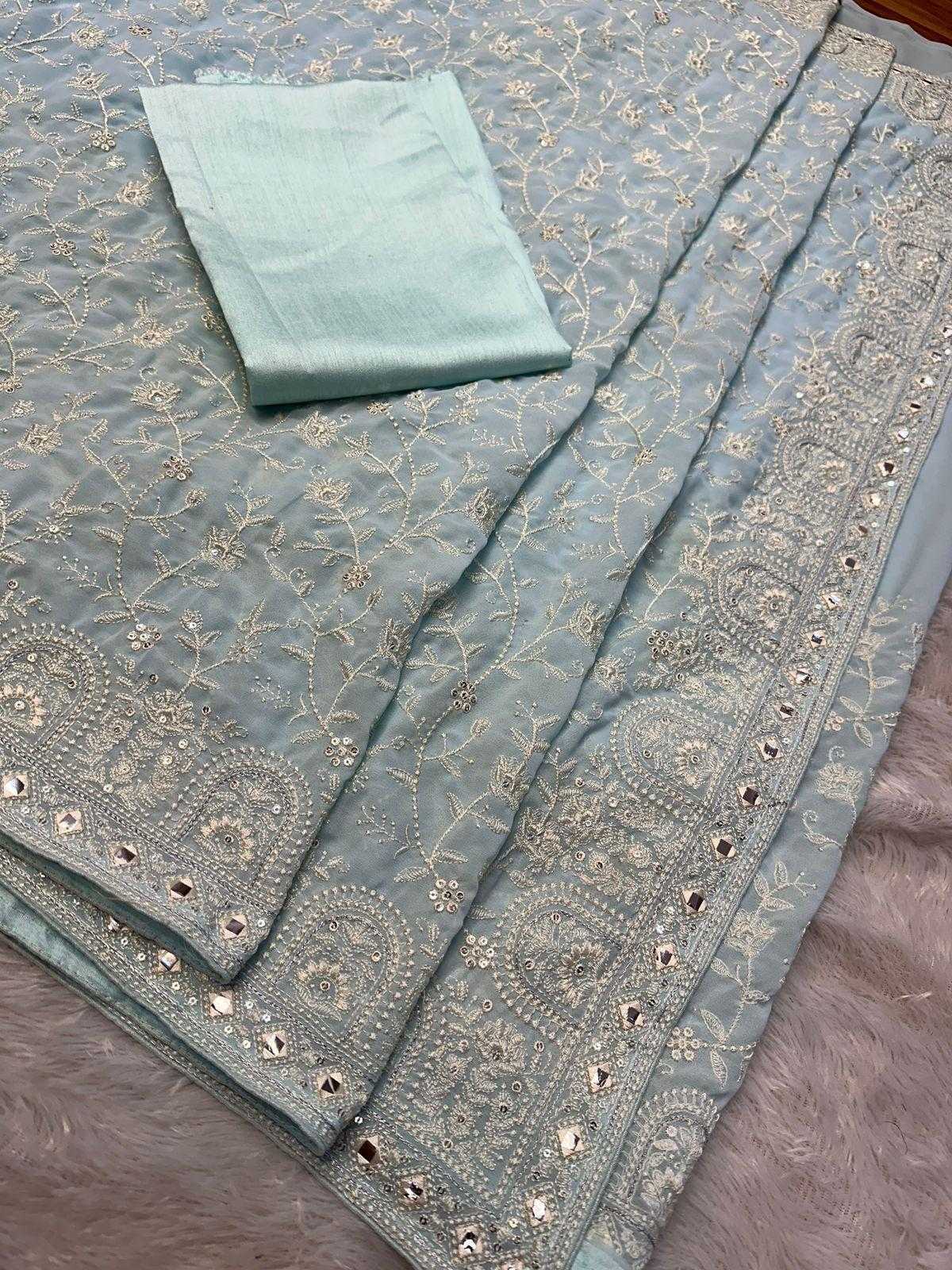 Ynf Faux Georgette RIN203 192 Sarees Wholesale Georgette Sarees Gota Patti Sarees Sequins Work Saree Manufacturer