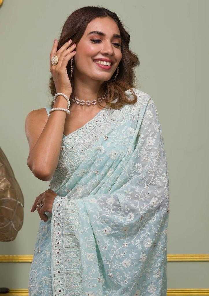 Ynf Faux Georgette RIN203 192 Sarees Wholesale Georgette Sarees Gota Patti Sarees Sequins Work Saree Manufacturer
