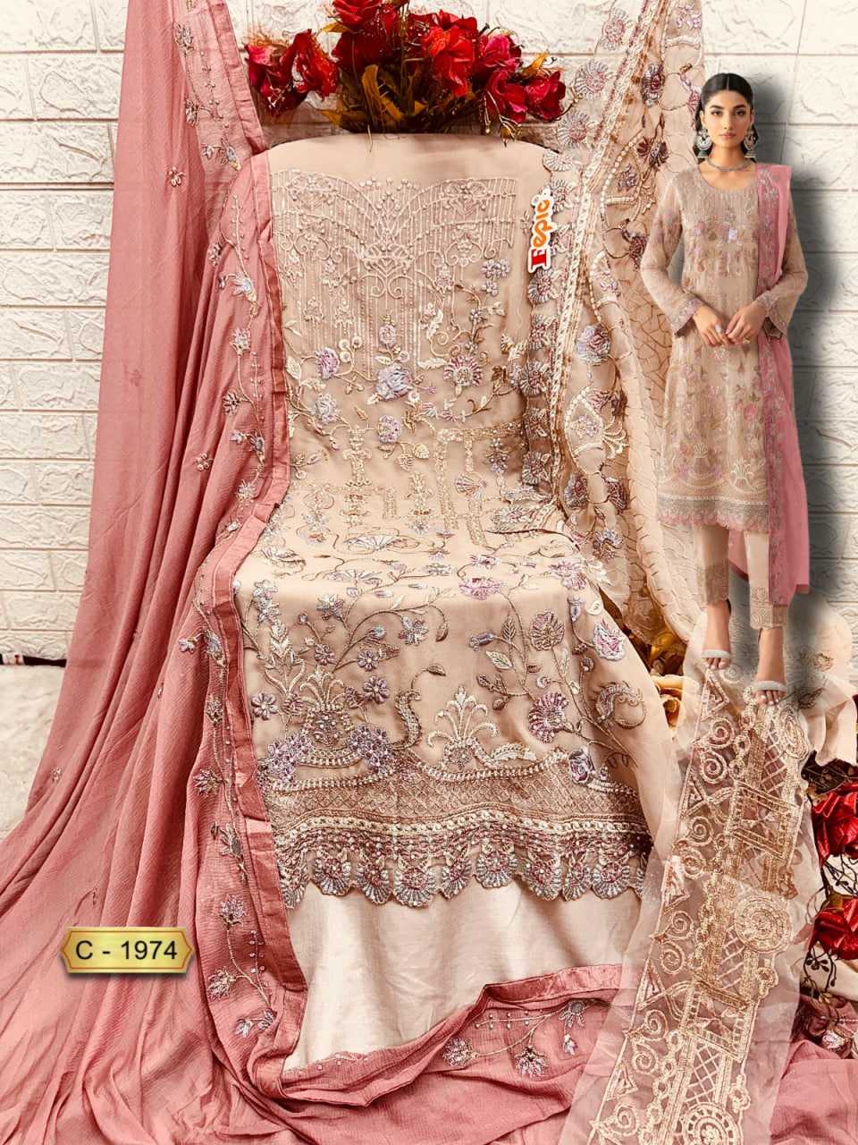 Ynf Georgette KESH446 FEPIC ROSEMEEN-1974 Suits & Dresses Islamic Clothing Festive Collections Wholesale Pakistani Suits Georgette Suit Embroidered Suits Manufacturer