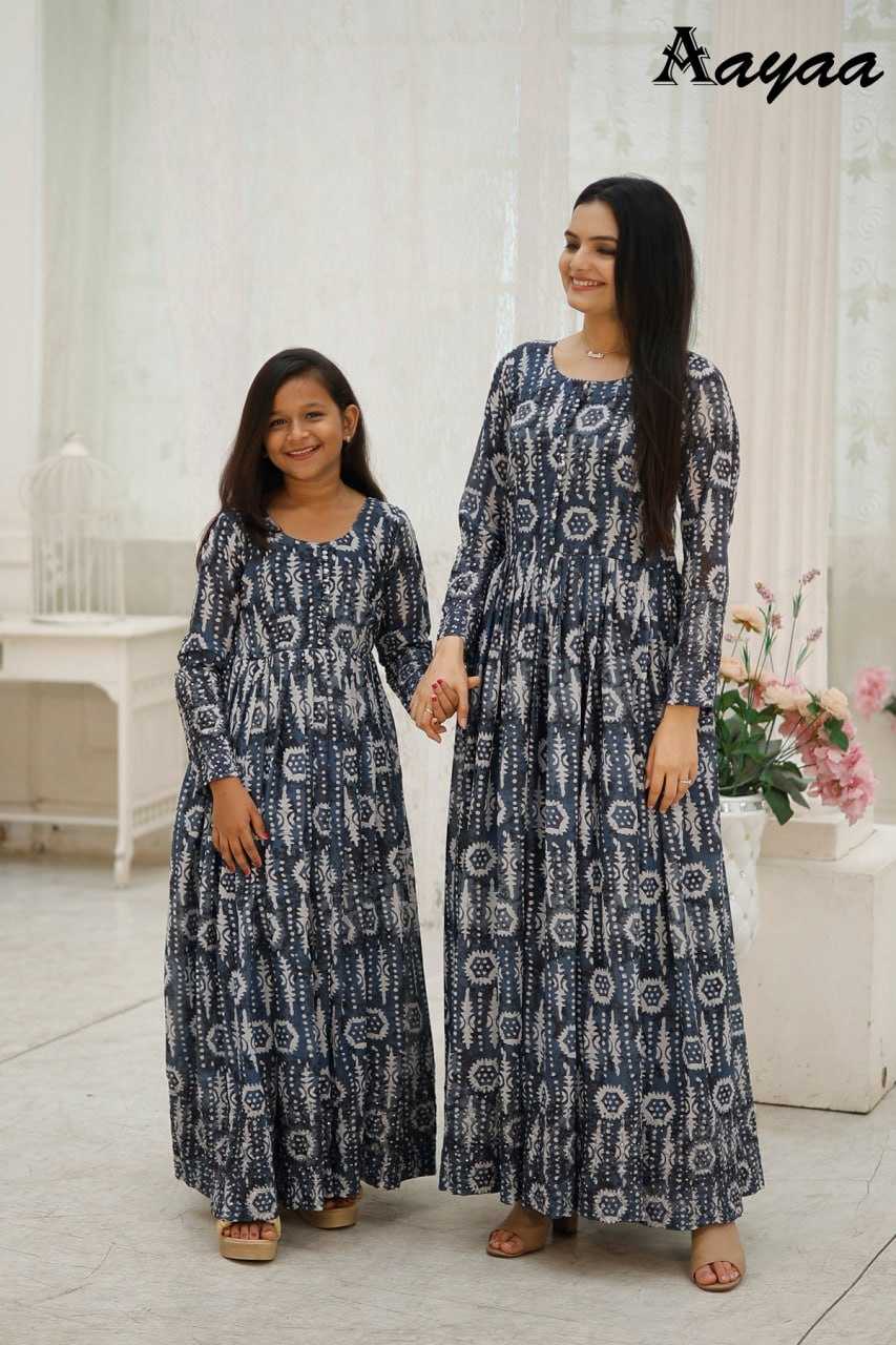 Ynf Georgette RIN131 DIVISHA -2 Gowns Kids Wear Mother & Daughter Combo Wholesale Printed Gowns Fancy Gowns Long Gowns Manufacturer
