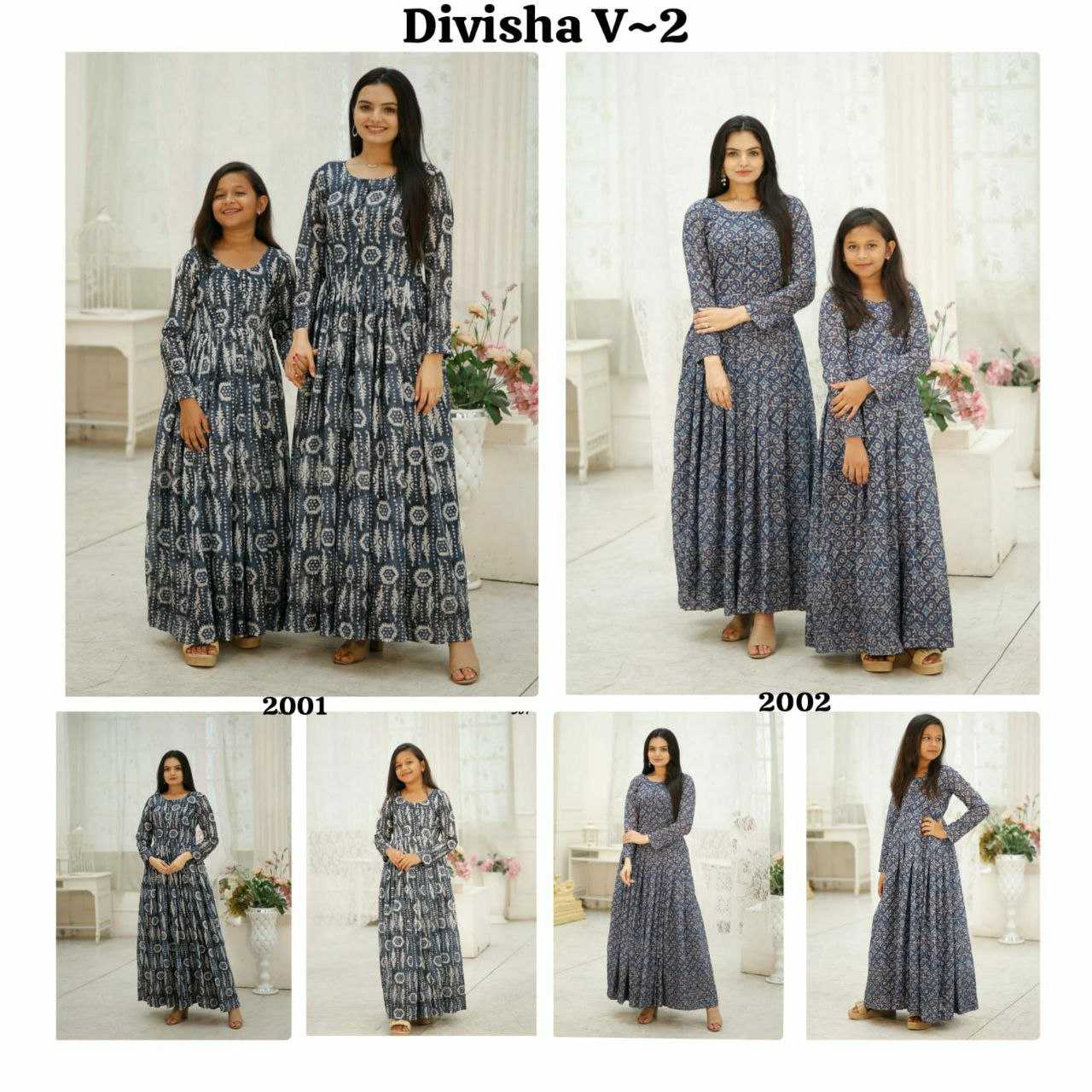 Ynf Georgette RIN131 DIVISHA -2 Gowns Kids Wear Mother & Daughter Combo Wholesale Printed Gowns Fancy Gowns Long Gowns Manufacturer