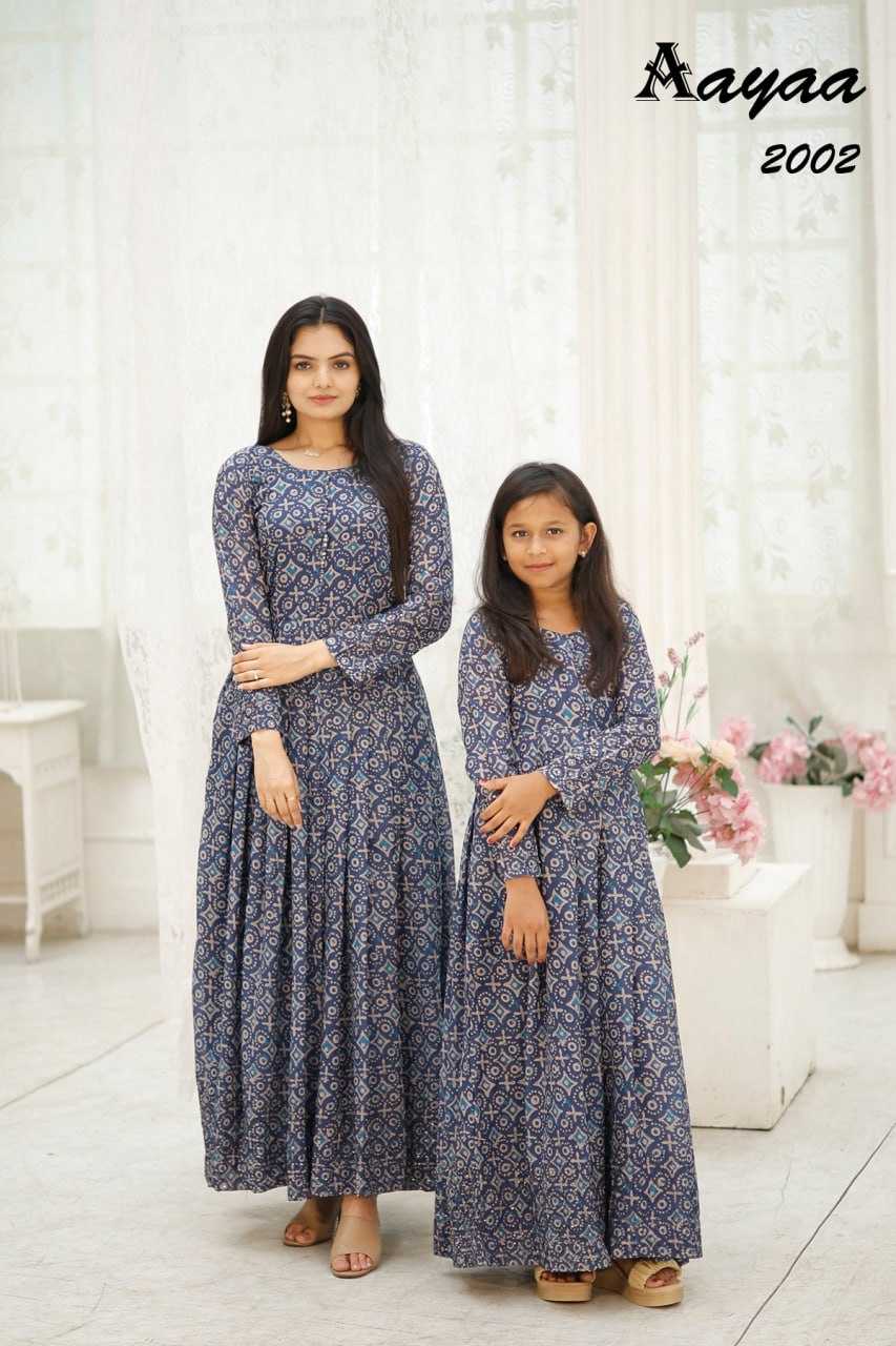 Ynf Georgette RIN131 DIVISHA -2 Gowns Kids Wear Mother & Daughter Combo Wholesale Printed Gowns Fancy Gowns Long Gowns Manufacturer