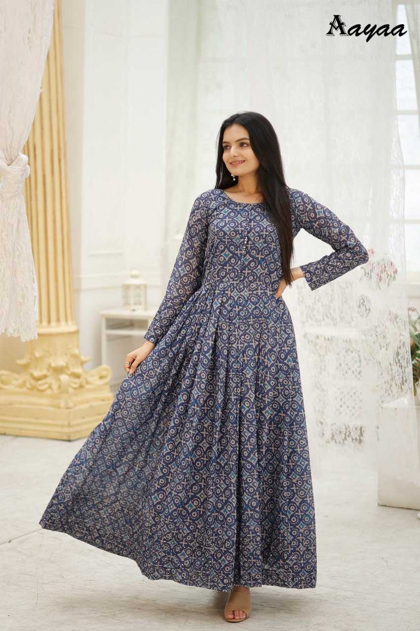 Ynf Georgette RIN131 DIVISHA -2 Gowns Kids Wear Mother & Daughter Combo Wholesale Printed Gowns Fancy Gowns Long Gowns Manufacturer