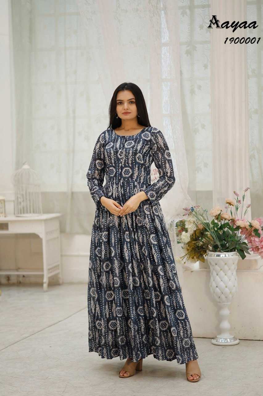 Ynf Georgette RIN131 DIVISHA -2 Gowns Kids Wear Mother & Daughter Combo Wholesale Printed Gowns Fancy Gowns Long Gowns Manufacturer