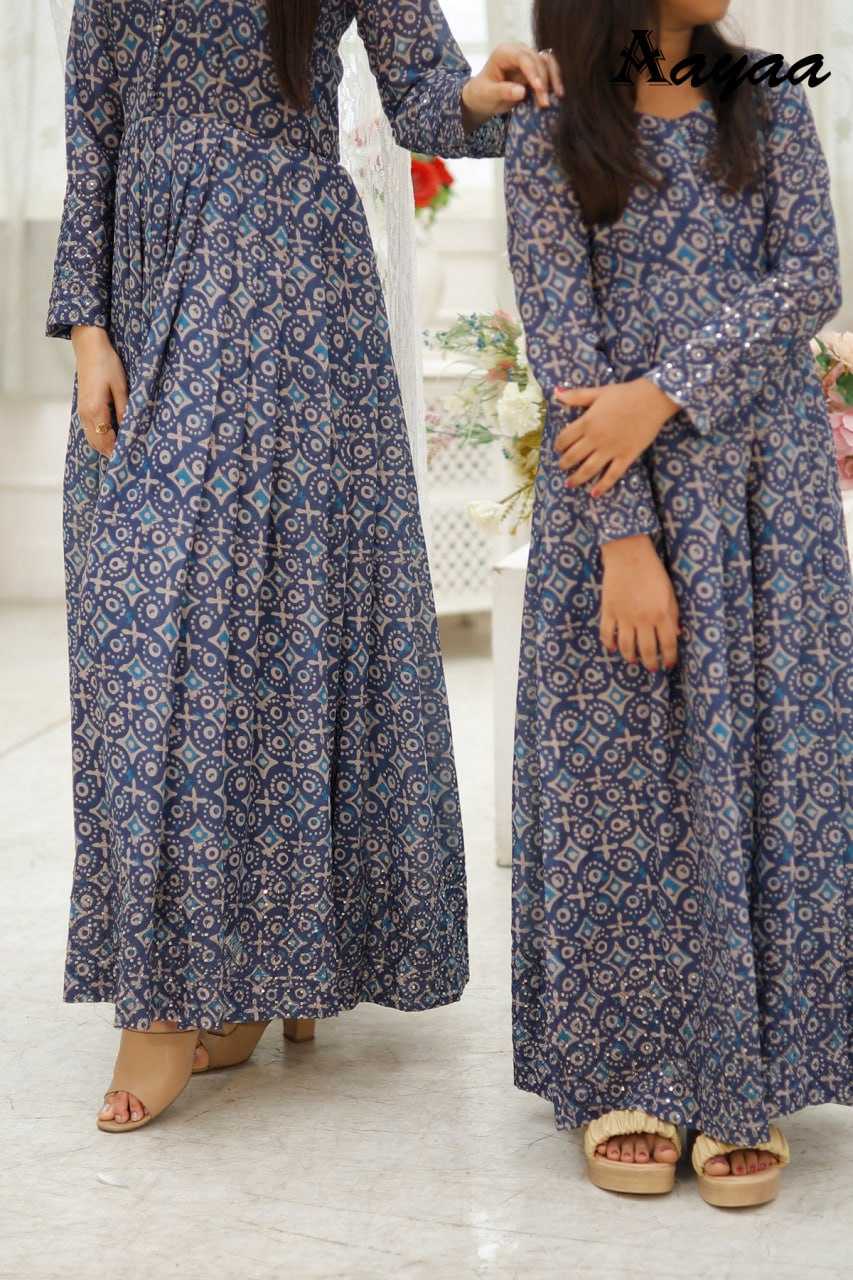 Ynf Georgette RIN131 DIVISHA -2 Gowns Kids Wear Mother & Daughter Combo Wholesale Printed Gowns Fancy Gowns Long Gowns Manufacturer