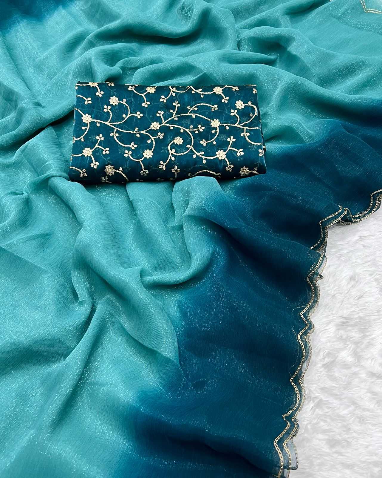Ynf Jimmy Choo RIN199 207 Sarees Wholesale Embroidered Sarees Lightweight Sarees Manufacturer