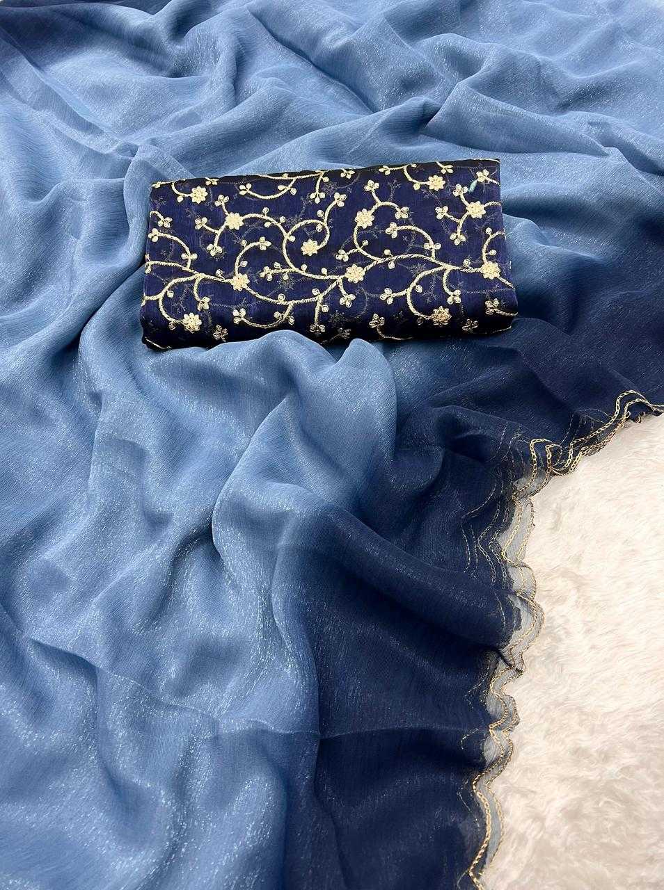 Ynf Jimmy Choo RIN199 207 Sarees Wholesale Embroidered Sarees Lightweight Sarees Manufacturer