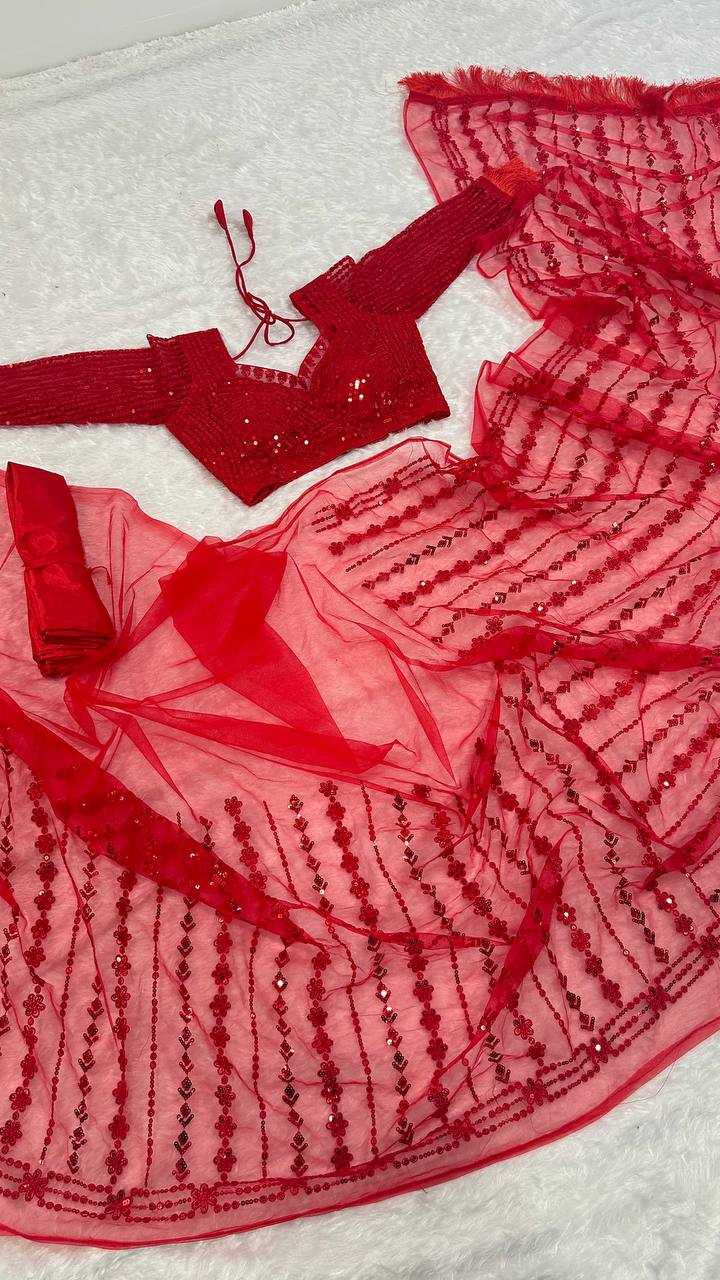 Ynf Net RIN213 L320 Sarees Wholesale Party Wear Sarees Fancy Sarees Sequence Sarees Net Sarees Red Sarees Manufacturer