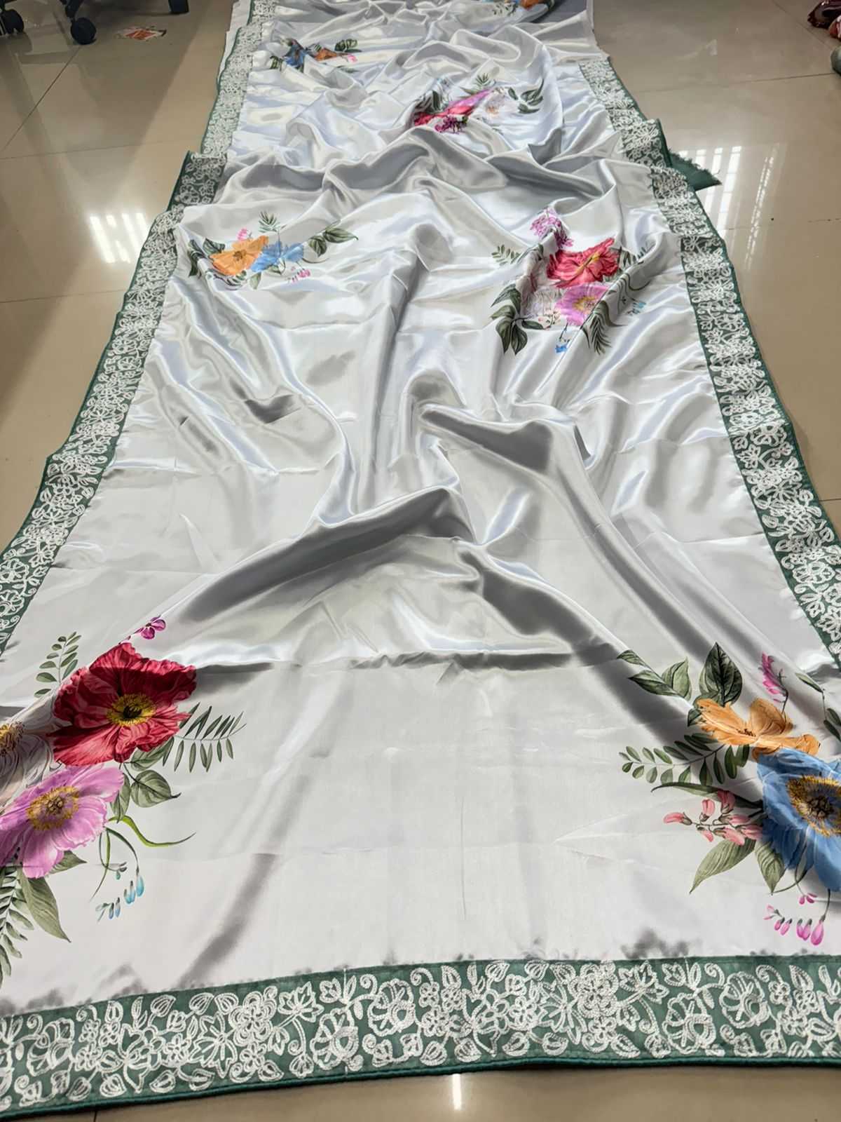 Ynf Satin RIN188 Madhuri Digital Sarees Sarees Bollywood Collections Wholesale Fancy Sarees Floral Sarees Madhuri Dixit Sarees Satin Sarees Manufacturer