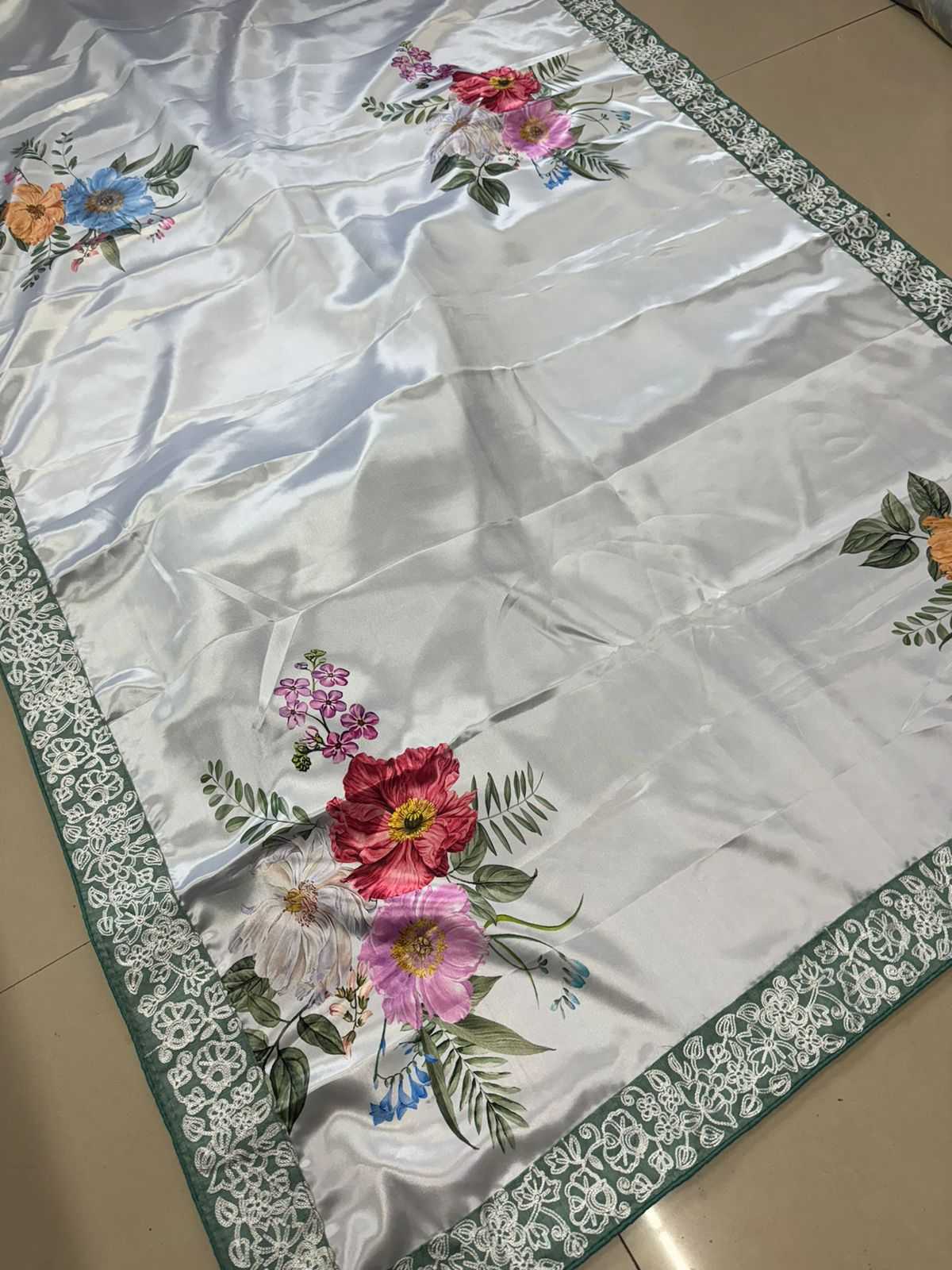 Ynf Satin RIN188 Madhuri Digital Sarees Sarees Bollywood Collections Wholesale Fancy Sarees Floral Sarees Madhuri Dixit Sarees Satin Sarees Manufacturer