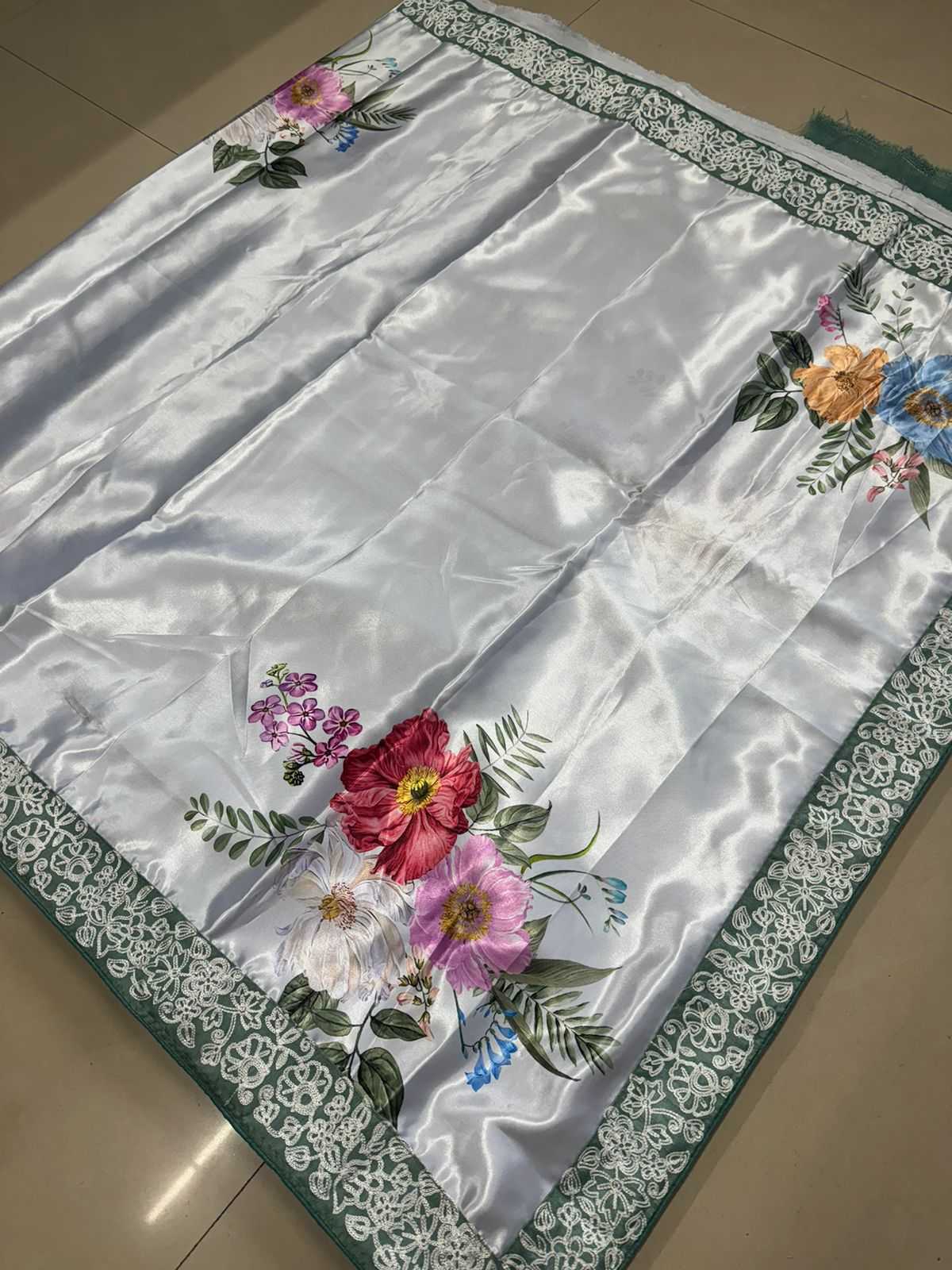 Ynf Satin RIN188 Madhuri Digital Sarees Sarees Bollywood Collections Wholesale Fancy Sarees Floral Sarees Madhuri Dixit Sarees Satin Sarees Manufacturer