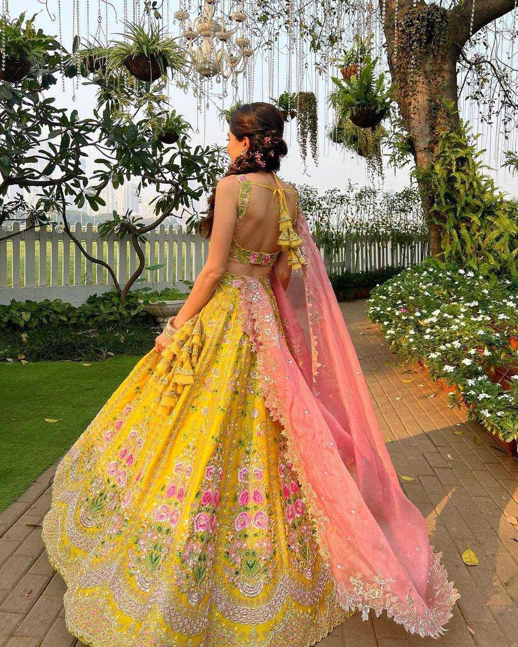 Ynf Satin Silk RIN108 1383 Lehengas Wholesale Embroidered Lehenga Lehenga For Haldi Sequins Lehenga Lehenga With Cancan Manufacturer