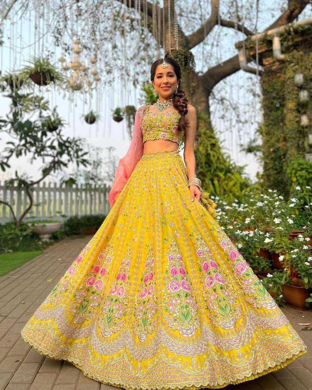 Ynf Satin Silk RIN108 1383 Lehengas Wholesale Embroidered Lehenga Lehenga For Haldi Sequins Lehenga Lehenga With Cancan Manufacturer