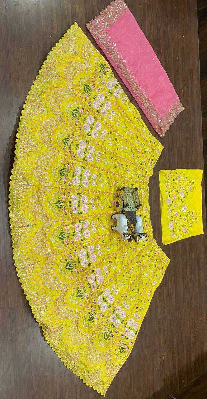 Ynf Satin Silk RIN108 1383 Lehengas Wholesale Embroidered Lehenga Lehenga For Haldi Sequins Lehenga Lehenga With Cancan Manufacturer