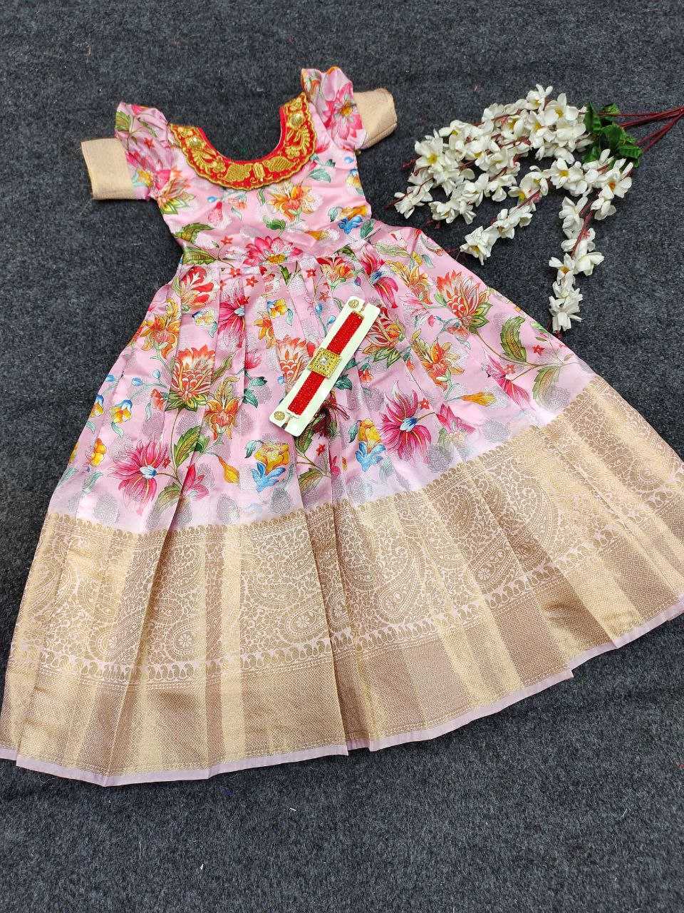 Ynf Silk RIN220 115 Kids Wear Wholesale Kids Gown Girls Frock Kids Party Wear Ethnic Manufacturer