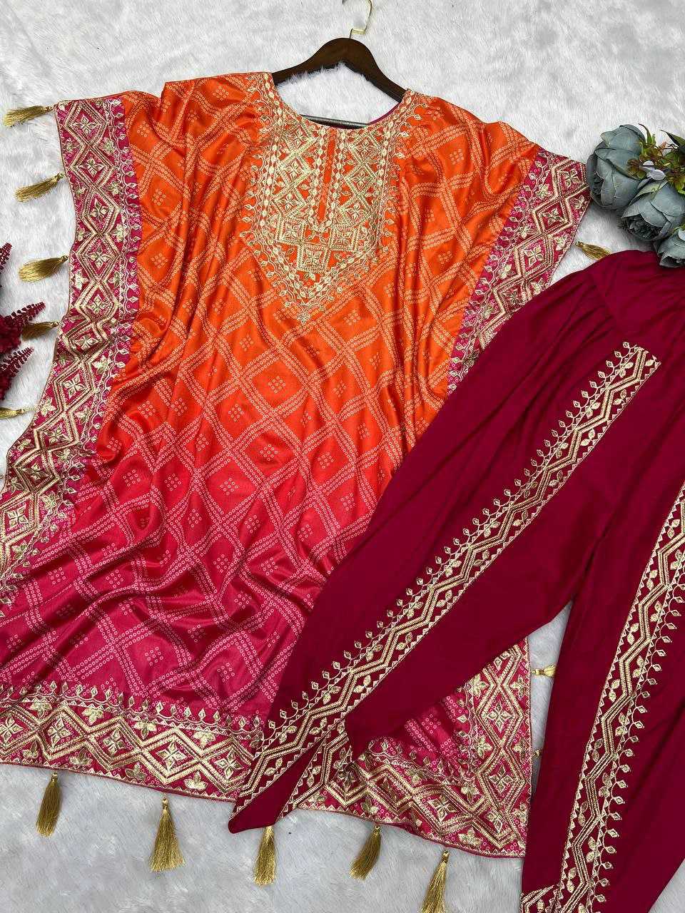 Ynf Chinon Silk KESH495 KAFTAN Kurti Wholesale Embroidered Kurtis Kurtis With Dhoti Kaftan Kurtis Manufacturer