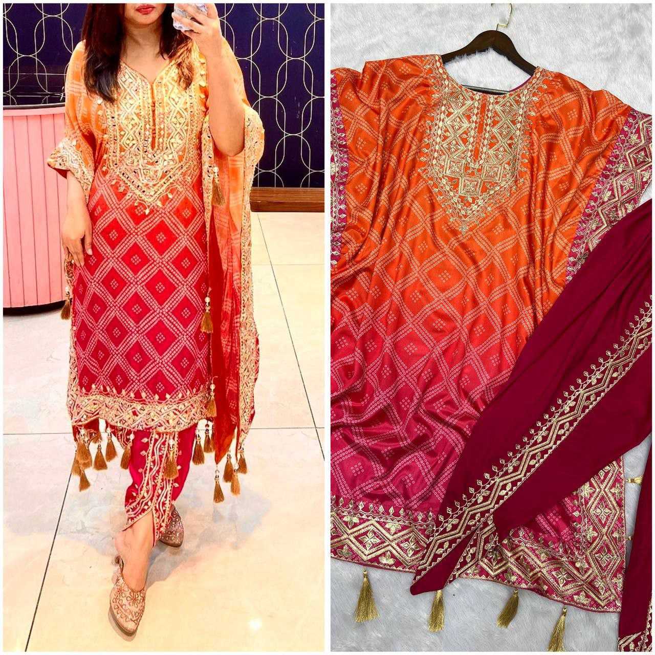 Ynf Chinon Silk KESH495 KAFTAN Kurti Wholesale Embroidered Kurtis Kurtis With Dhoti Kaftan Kurtis Manufacturer