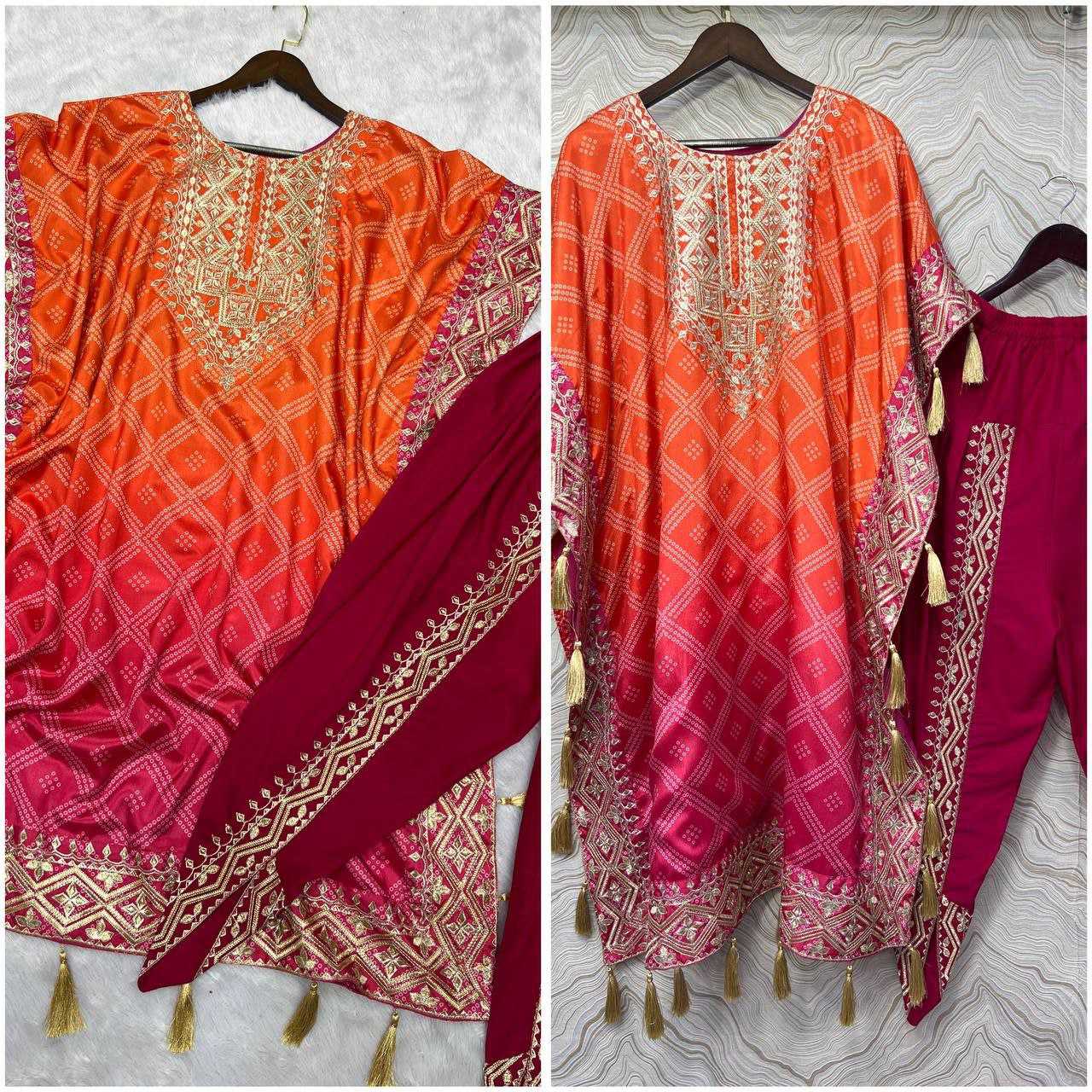 Ynf Chinon Silk KESH495 KAFTAN Kurti Wholesale Embroidered Kurtis Kurtis With Dhoti Kaftan Kurtis Manufacturer