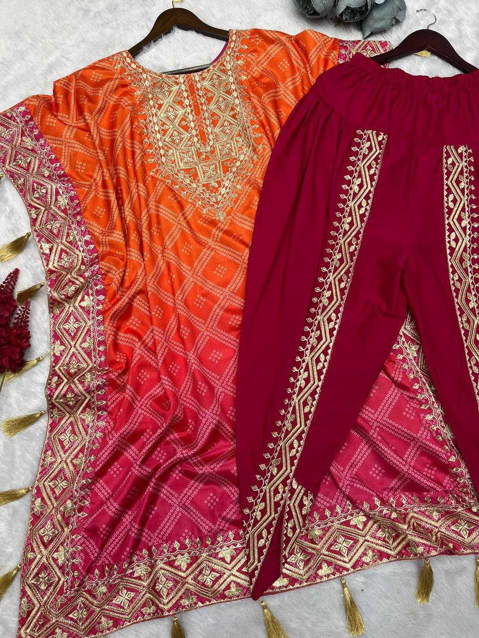 Ynf Chinon Silk KESH495 KAFTAN Kurti Wholesale Embroidered Kurtis Kurtis With Dhoti Kaftan Kurtis Manufacturer