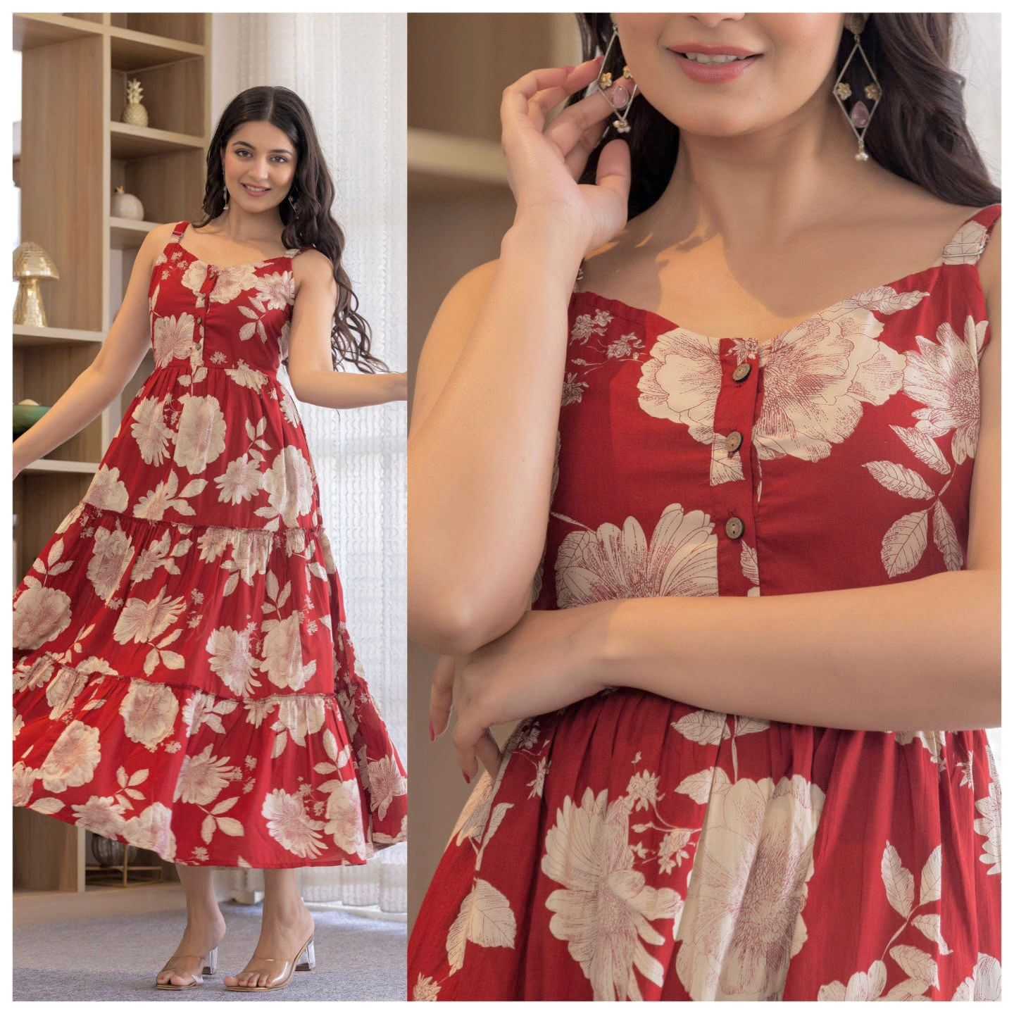 Ynf Cotton RIN190 sleeveless Ruffle Setwise Collections Wholesale Gowns Catalogs Manufacturer