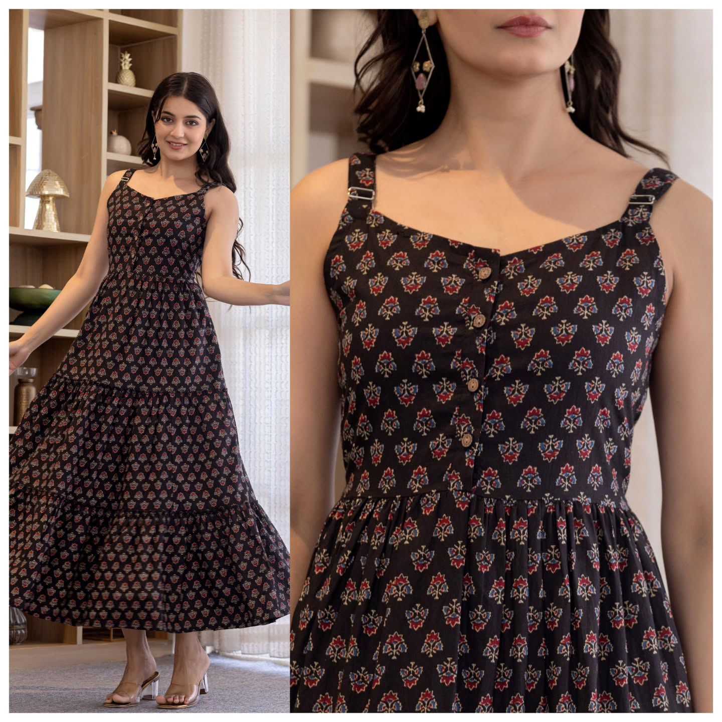 Ynf Cotton RIN190 sleeveless Ruffle Setwise Collections Wholesale Gowns Catalogs Manufacturer