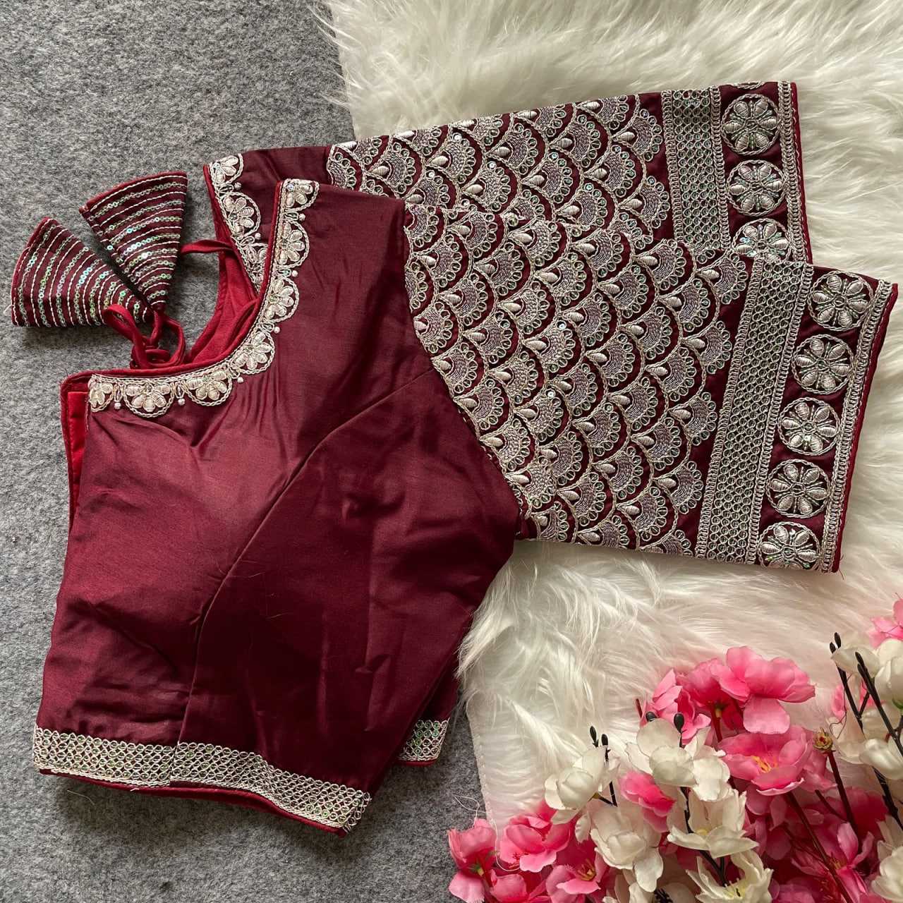 Ynf Heavy Roman Silk KESH426 1090 Readymade Blouses Wedding Collections Festive Collections Wholesale Sequence Embroidery Blouse Party Wear Blouse Silk Blouse Manufacturer