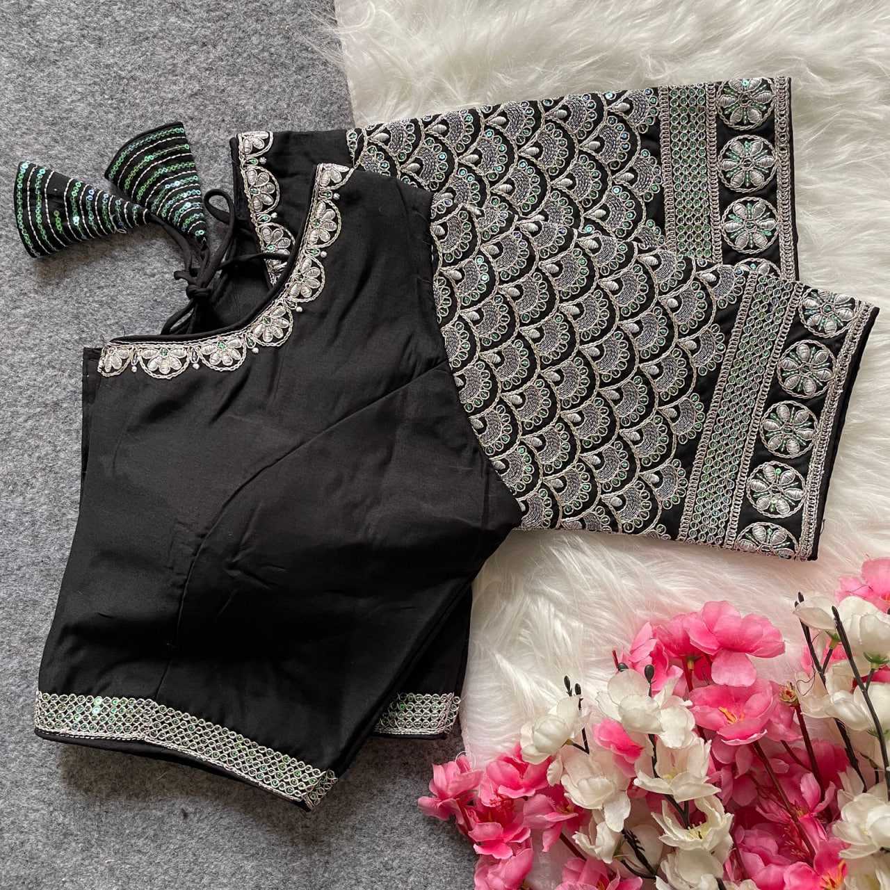 Ynf Heavy Roman Silk KESH426 1090 Readymade Blouses Wedding Collections Festive Collections Wholesale Sequence Embroidery Blouse Party Wear Blouse Silk Blouse Manufacturer