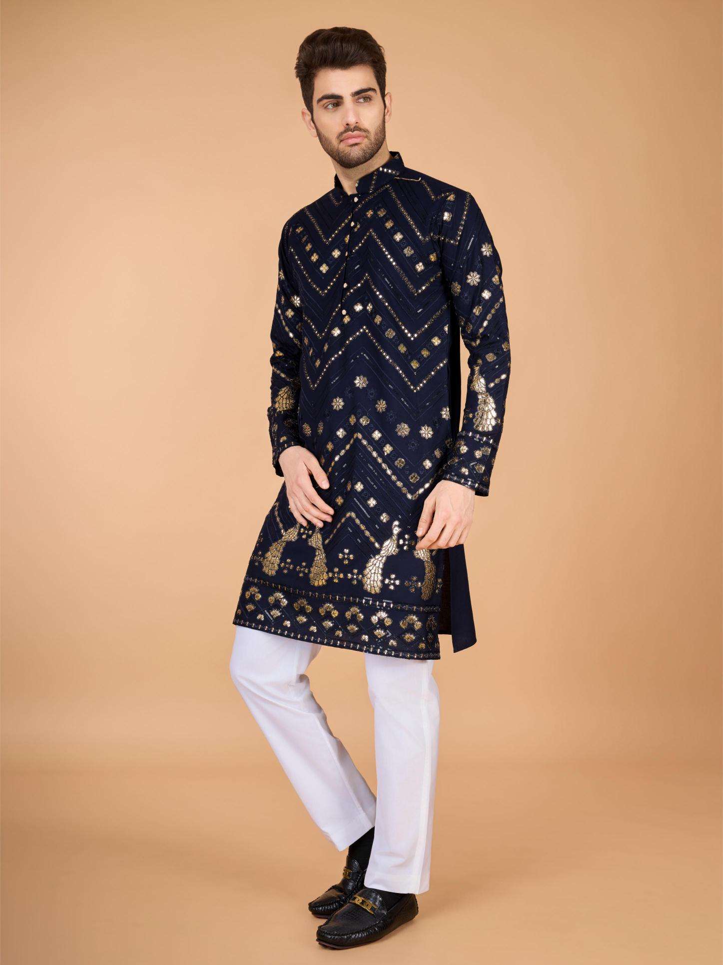 Ynf Reyon Cotton RIN202 HERITAGE VASTRA Mens Wear Wholesale Mens Kurtas Mens Kurta Pyjama Embroidered Kurta Pajama Manufacturer