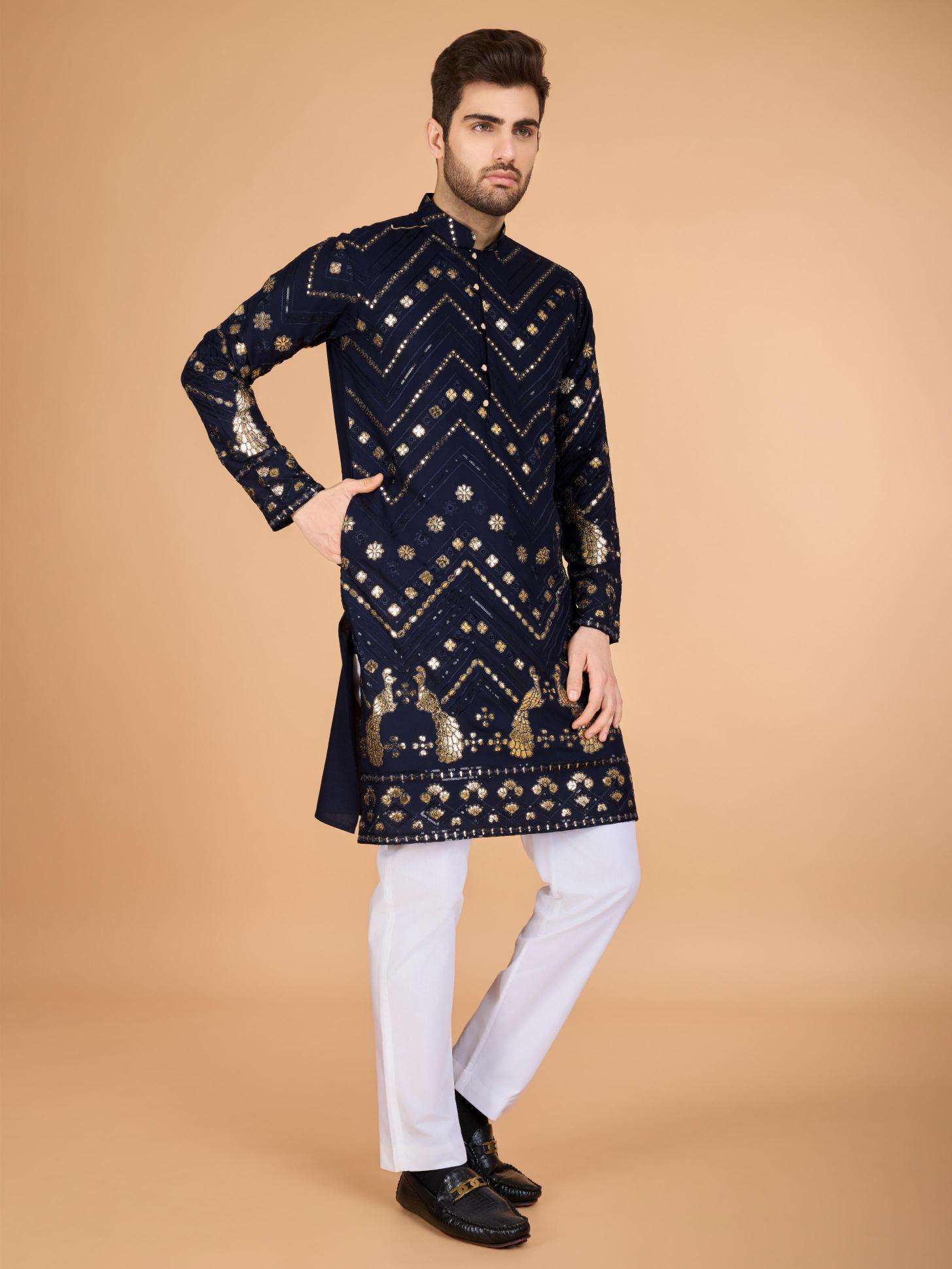 Ynf Reyon Cotton RIN202 HERITAGE VASTRA Mens Wear Wholesale Mens Kurtas Mens Kurta Pyjama Embroidered Kurta Pajama Manufacturer