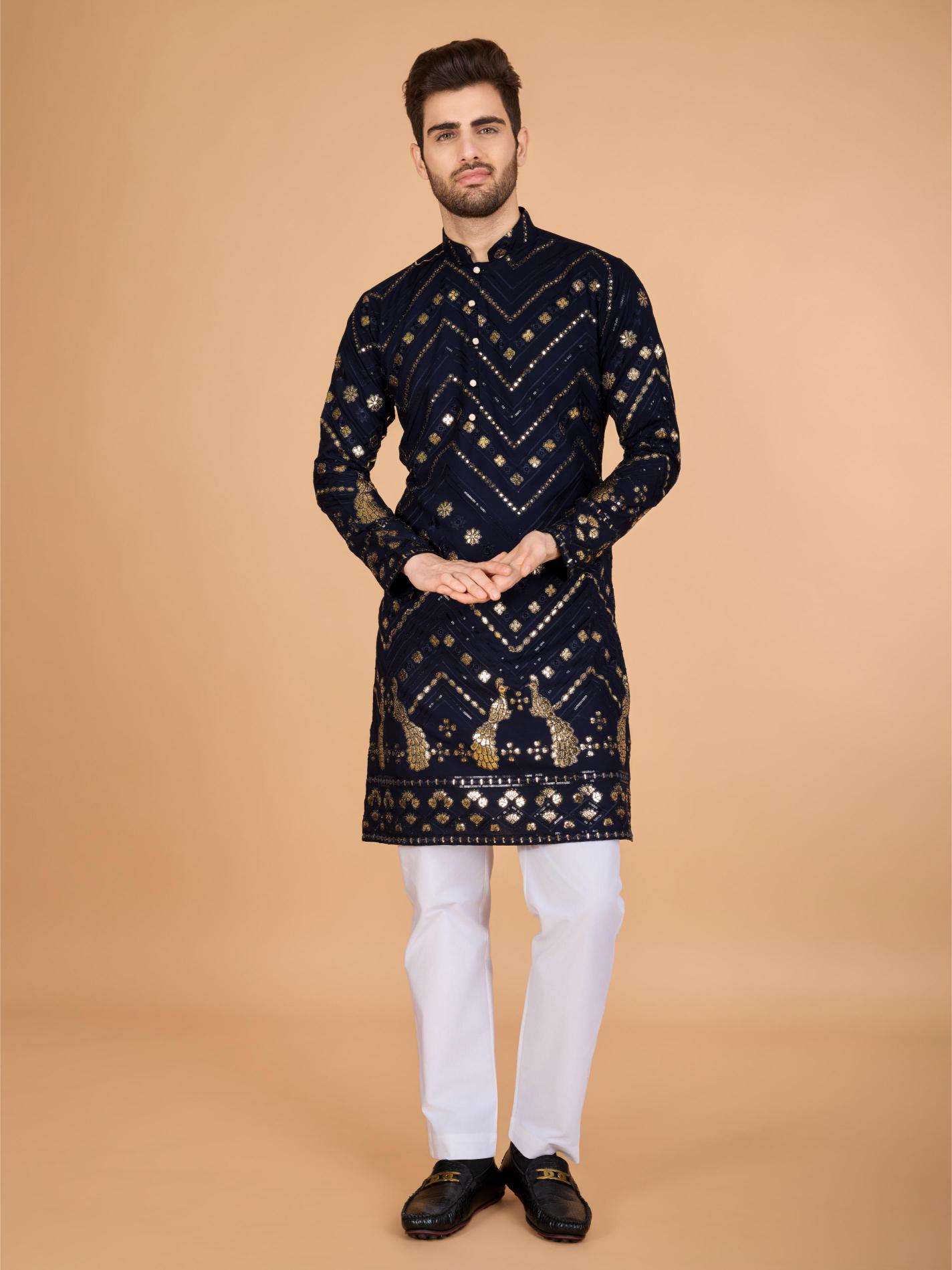 Ynf Reyon Cotton RIN202 HERITAGE VASTRA Mens Wear Wholesale Mens Kurtas Mens Kurta Pyjama Embroidered Kurta Pajama Manufacturer