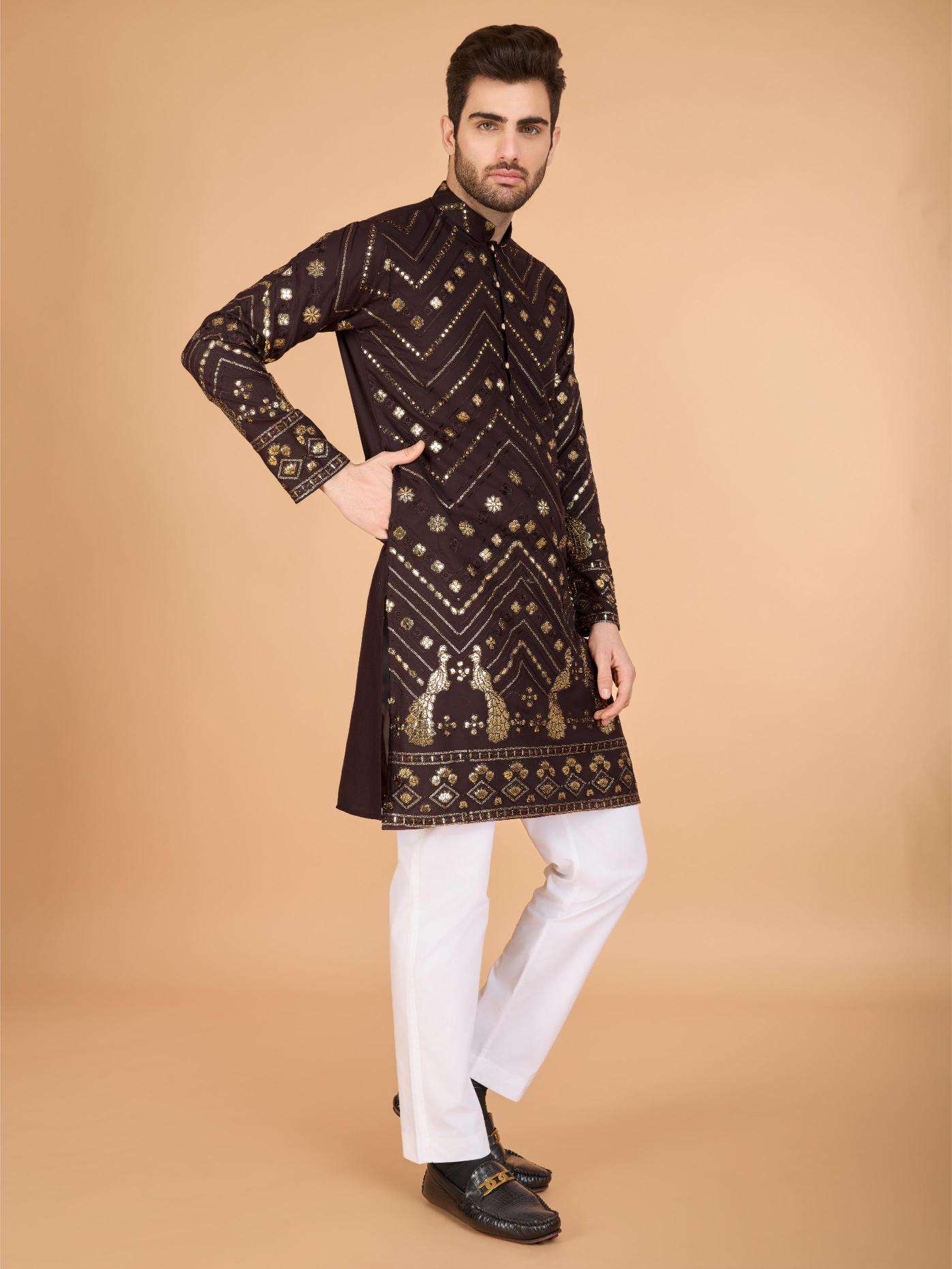 Ynf Reyon Cotton RIN202 HERITAGE VASTRA Mens Wear Wholesale Mens Kurtas Mens Kurta Pyjama Embroidered Kurta Pajama Manufacturer