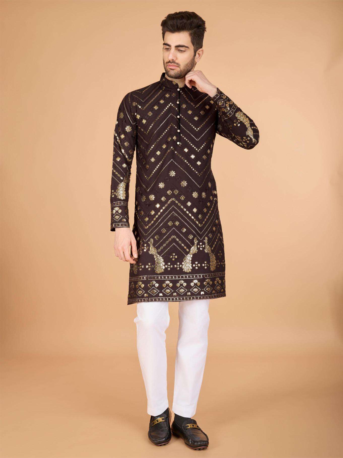 Ynf Reyon Cotton RIN202 HERITAGE VASTRA Mens Wear Wholesale Mens Kurtas Mens Kurta Pyjama Embroidered Kurta Pajama Manufacturer