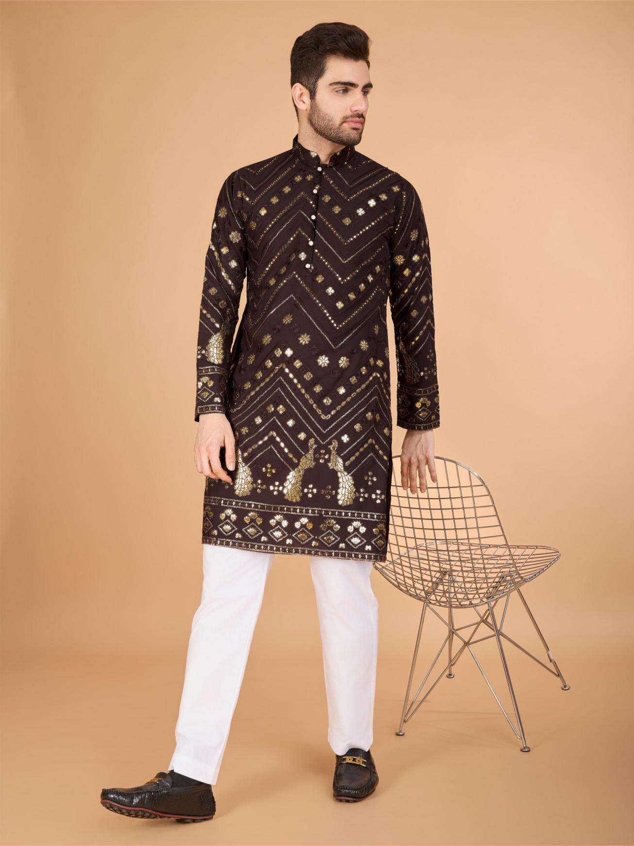 Ynf Reyon Cotton RIN202 HERITAGE VASTRA Mens Wear Wholesale Mens Kurtas Mens Kurta Pyjama Embroidered Kurta Pajama Manufacturer