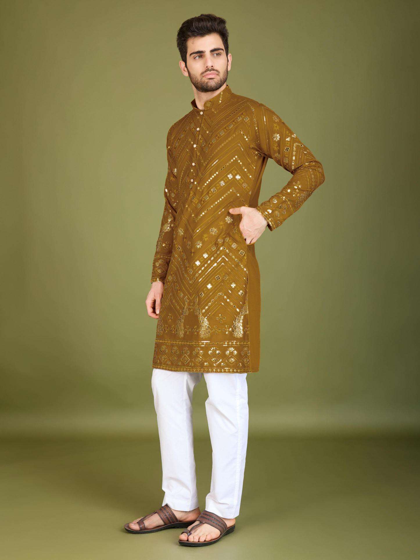 Ynf Reyon Cotton RIN202 HERITAGE VASTRA Mens Wear Wholesale Mens Kurtas Mens Kurta Pyjama Embroidered Kurta Pajama Manufacturer