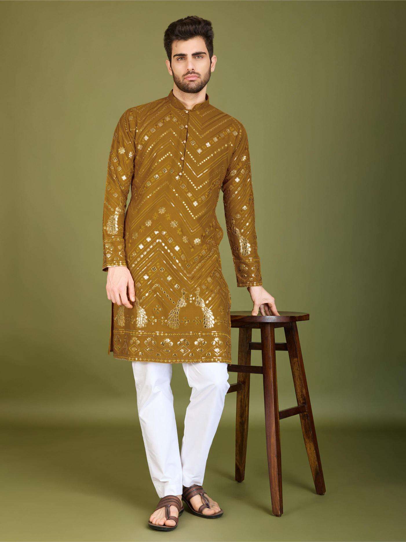 Ynf Reyon Cotton RIN202 HERITAGE VASTRA Mens Wear Wholesale Mens Kurtas Mens Kurta Pyjama Embroidered Kurta Pajama Manufacturer