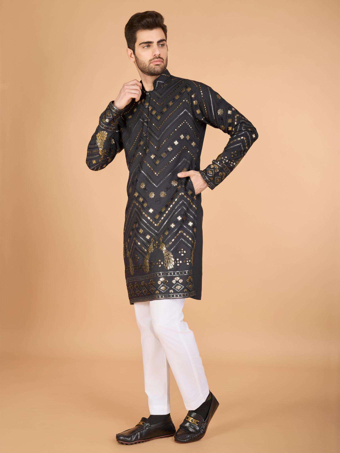 Ynf Reyon Cotton RIN202 HERITAGE VASTRA Mens Wear Wholesale Mens Kurtas Mens Kurta Pyjama Embroidered Kurta Pajama Manufacturer