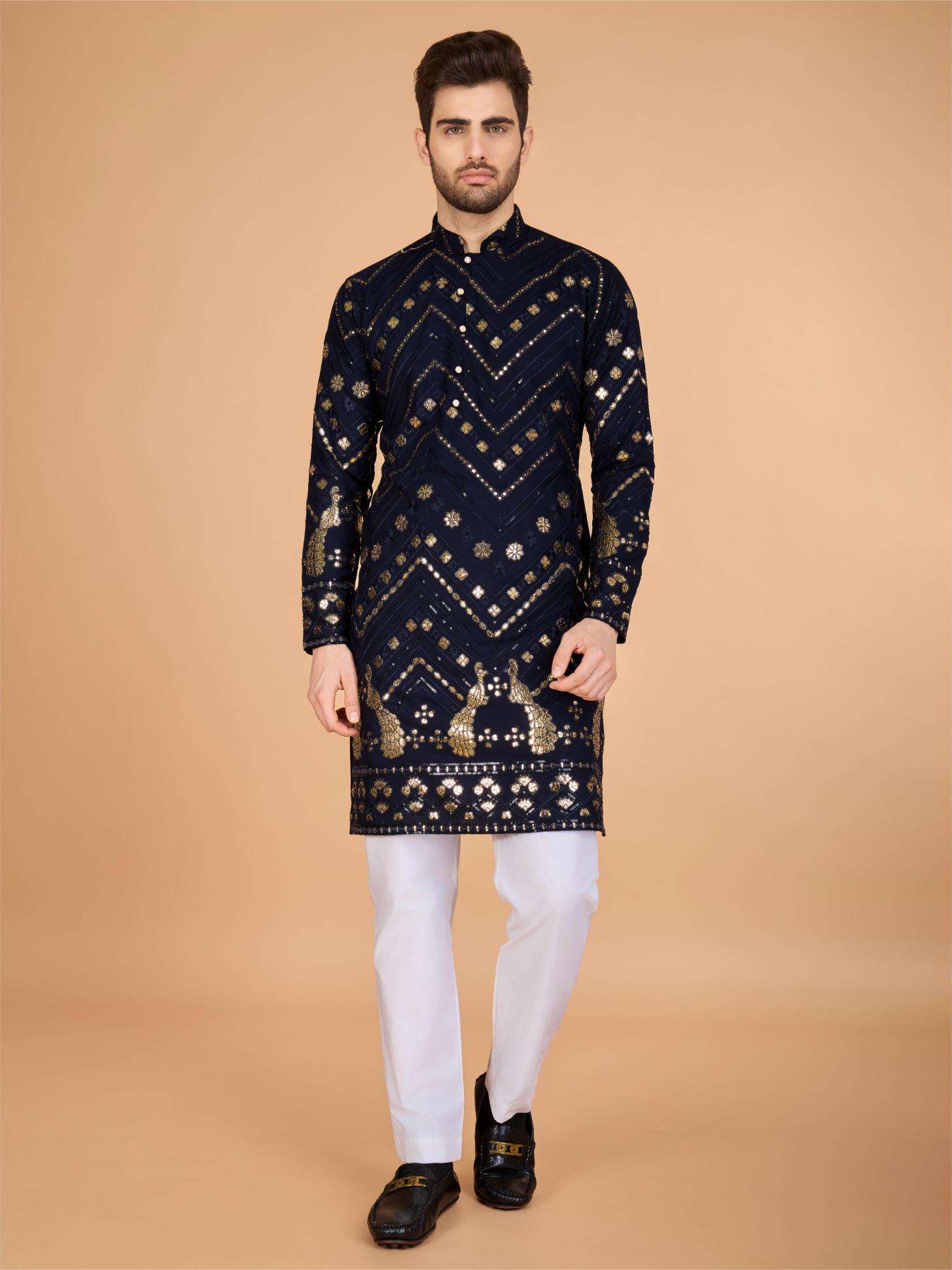 Ynf Reyon Cotton RIN202 HERITAGE VASTRA Mens Wear Wholesale Mens Kurtas Mens Kurta Pyjama Embroidered Kurta Pajama Manufacturer