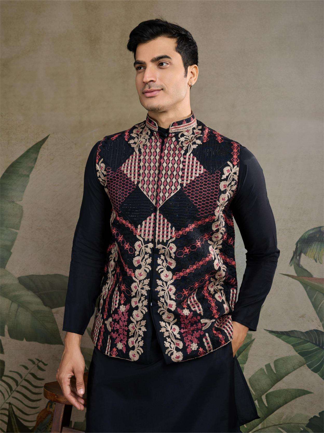 Ynf Silk Cotton RIN202 RAJWADA ATTIRE-2 Mens Wear Wholesale Mens Kurtas Mens Kurta Pyjama Nehru Jacket Embroidered Kurta Pajama Manufacturer