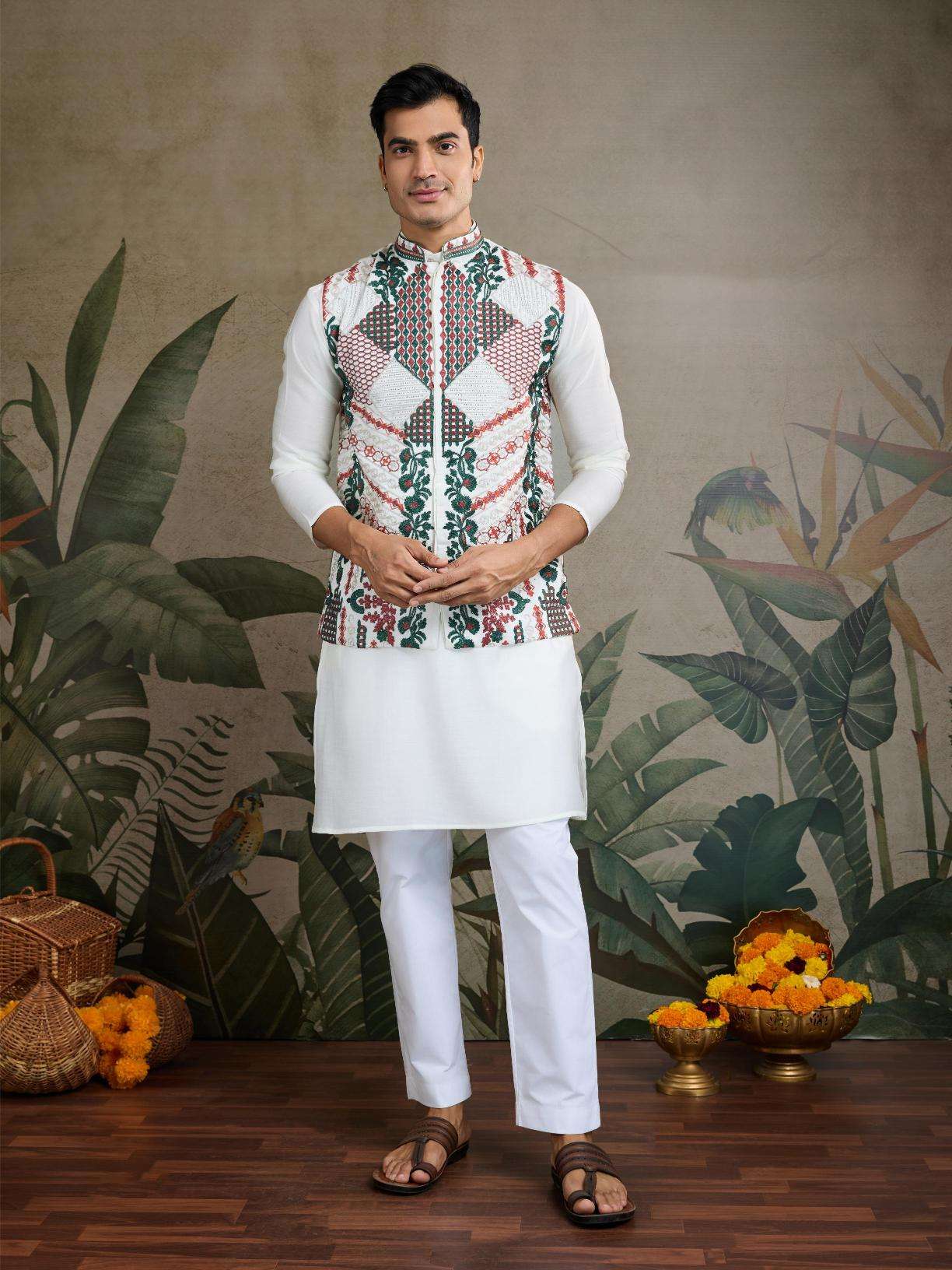 Ynf Silk Cotton RIN202 RAJWADA ATTIRE-2 Mens Wear Wholesale Mens Kurtas Mens Kurta Pyjama Nehru Jacket Embroidered Kurta Pajama Manufacturer