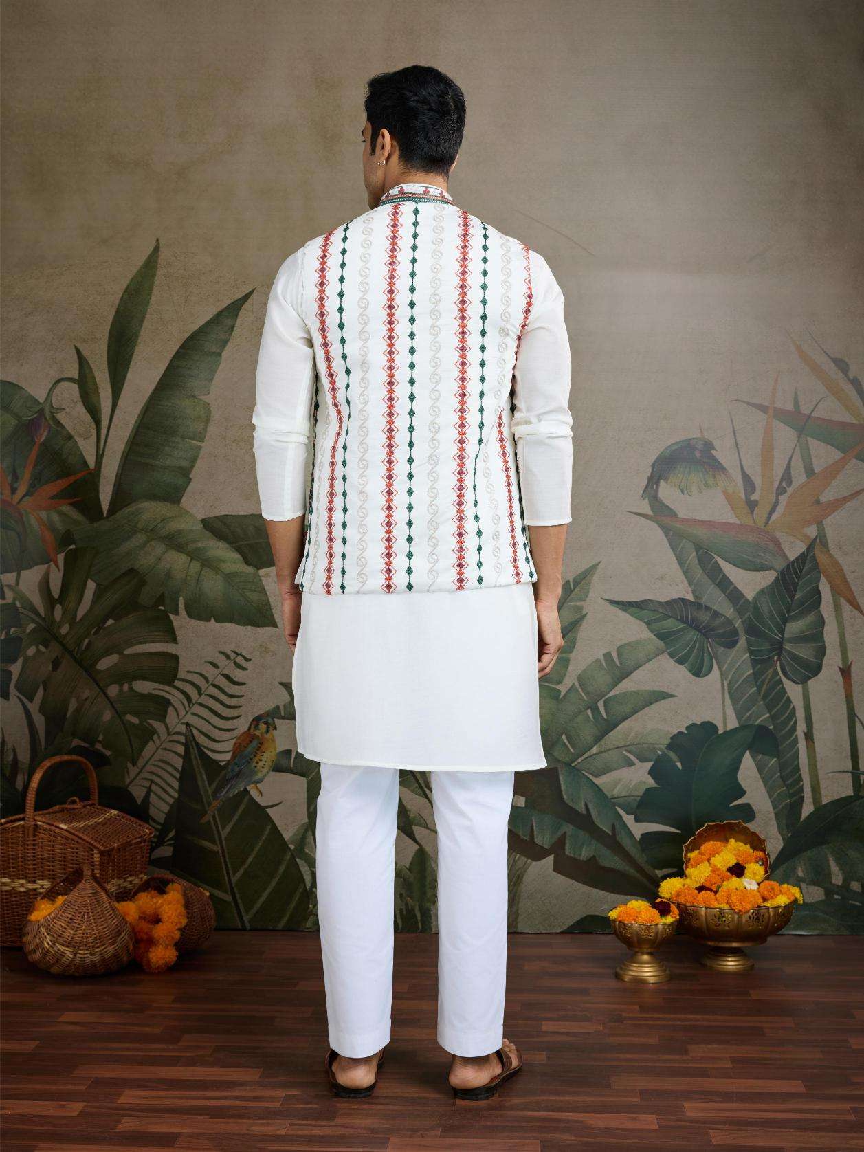 Ynf Silk Cotton RIN202 RAJWADA ATTIRE-2 Mens Wear Wholesale Mens Kurtas Mens Kurta Pyjama Nehru Jacket Embroidered Kurta Pajama Manufacturer