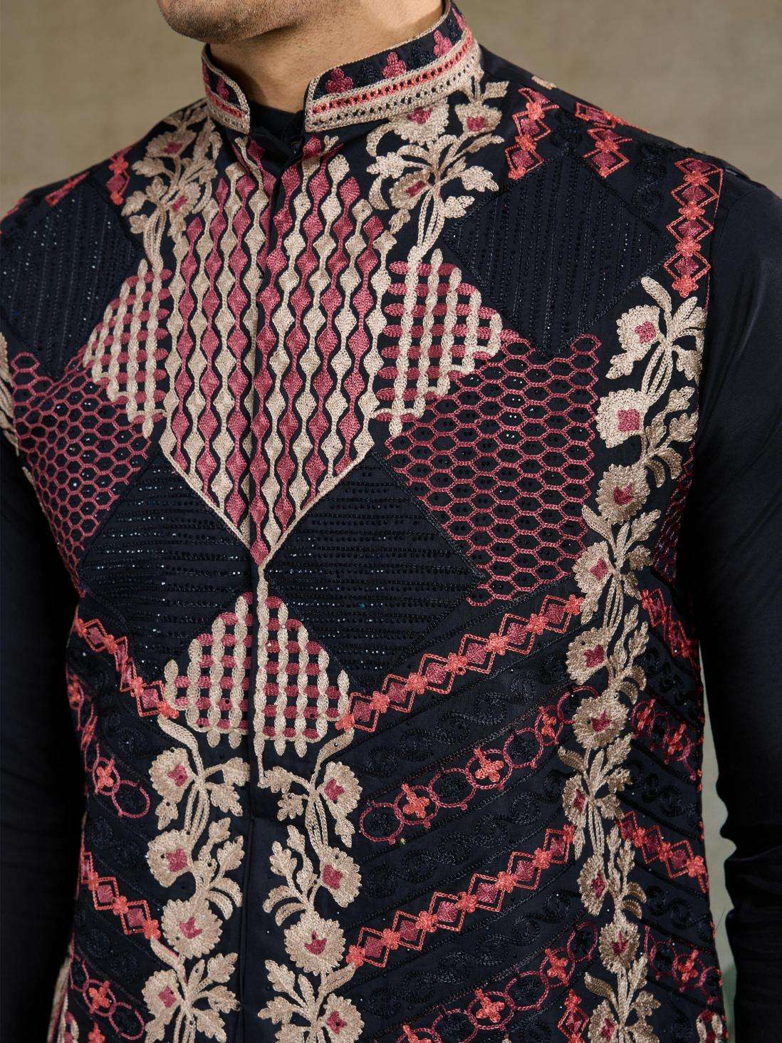 Ynf Silk Cotton RIN202 RAJWADA ATTIRE-2 Mens Wear Wholesale Mens Kurtas Mens Kurta Pyjama Nehru Jacket Embroidered Kurta Pajama Manufacturer
