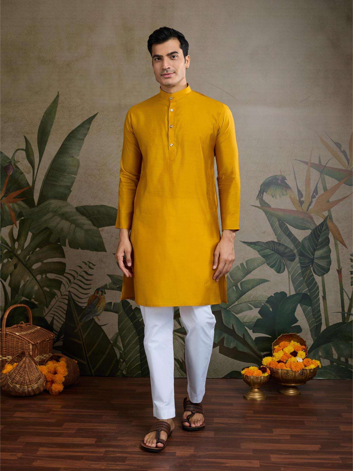 Ynf Silk Cotton RIN202 RAJWADA ATTIRE-2 Mens Wear Wholesale Mens Kurtas Mens Kurta Pyjama Nehru Jacket Embroidered Kurta Pajama Manufacturer