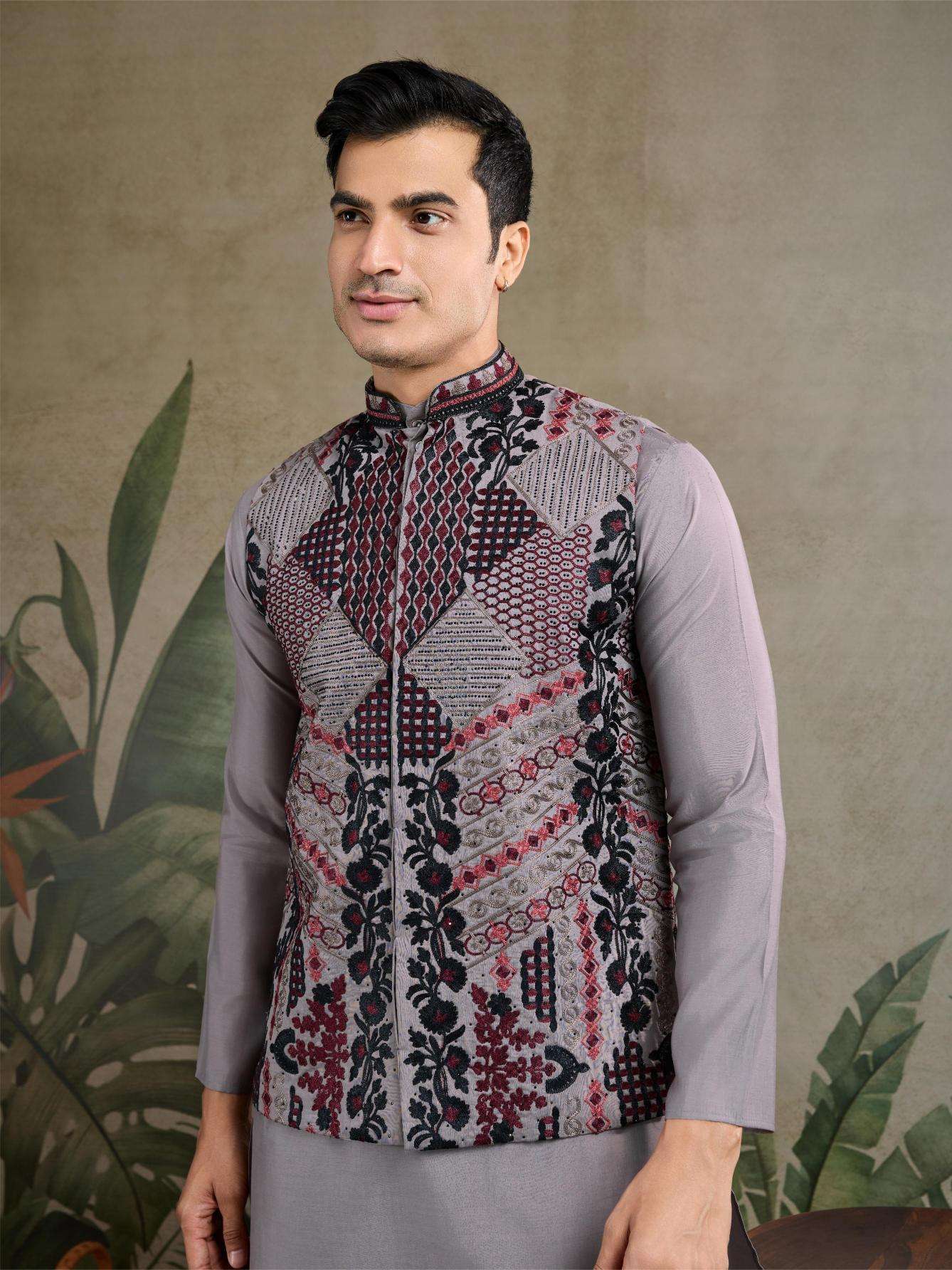 Ynf Silk Cotton RIN202 RAJWADA ATTIRE-2 Mens Wear Wholesale Mens Kurtas Mens Kurta Pyjama Nehru Jacket Embroidered Kurta Pajama Manufacturer